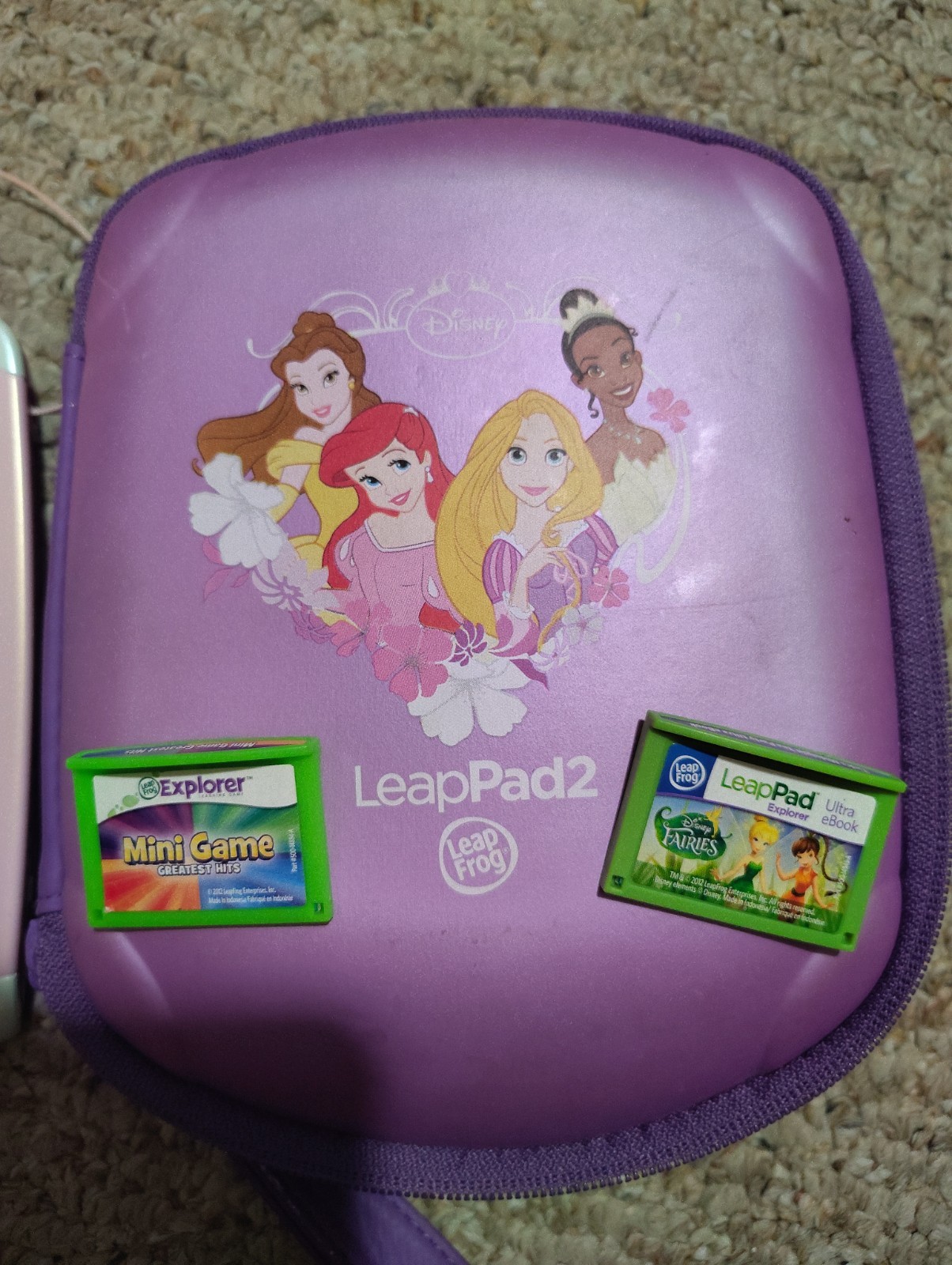 LeapFrog LeapPad2 Disney Princess Edition Tablet Bundle Case 2 Games Works Good