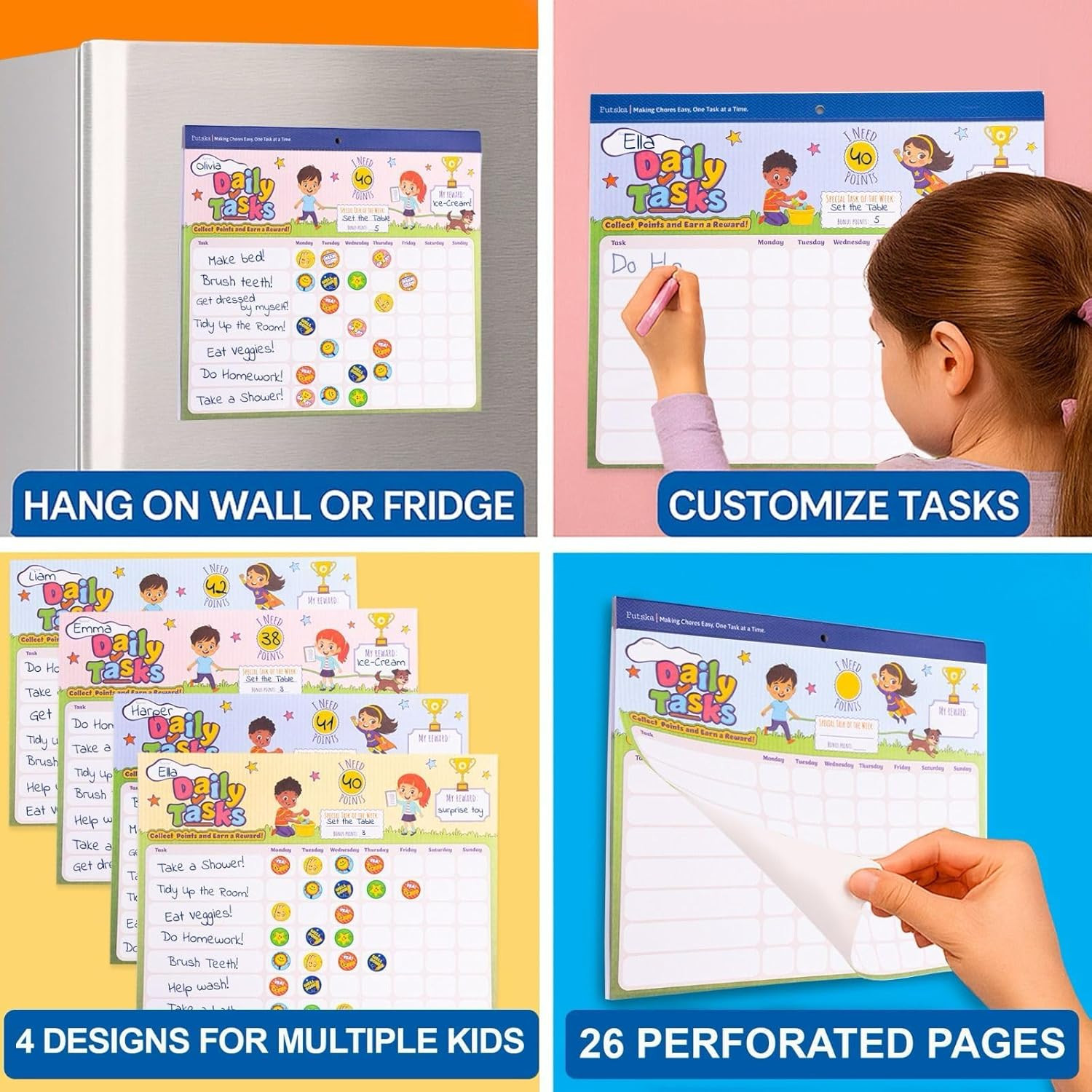 Behavior Reward Chart for Kids – Includes 26 Chore Charts & 1528 Stickers – M…