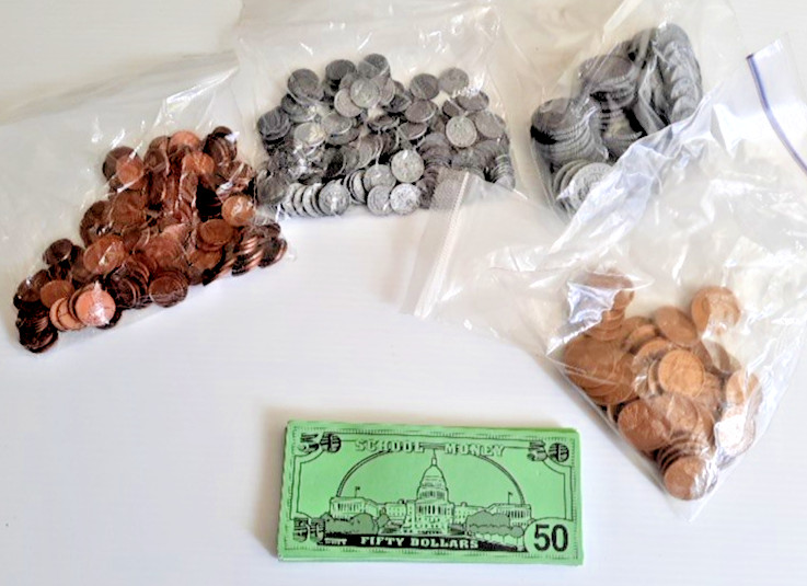 Vintage Play Money With Sacagawea Coins Homeschool Education No Nickels 0