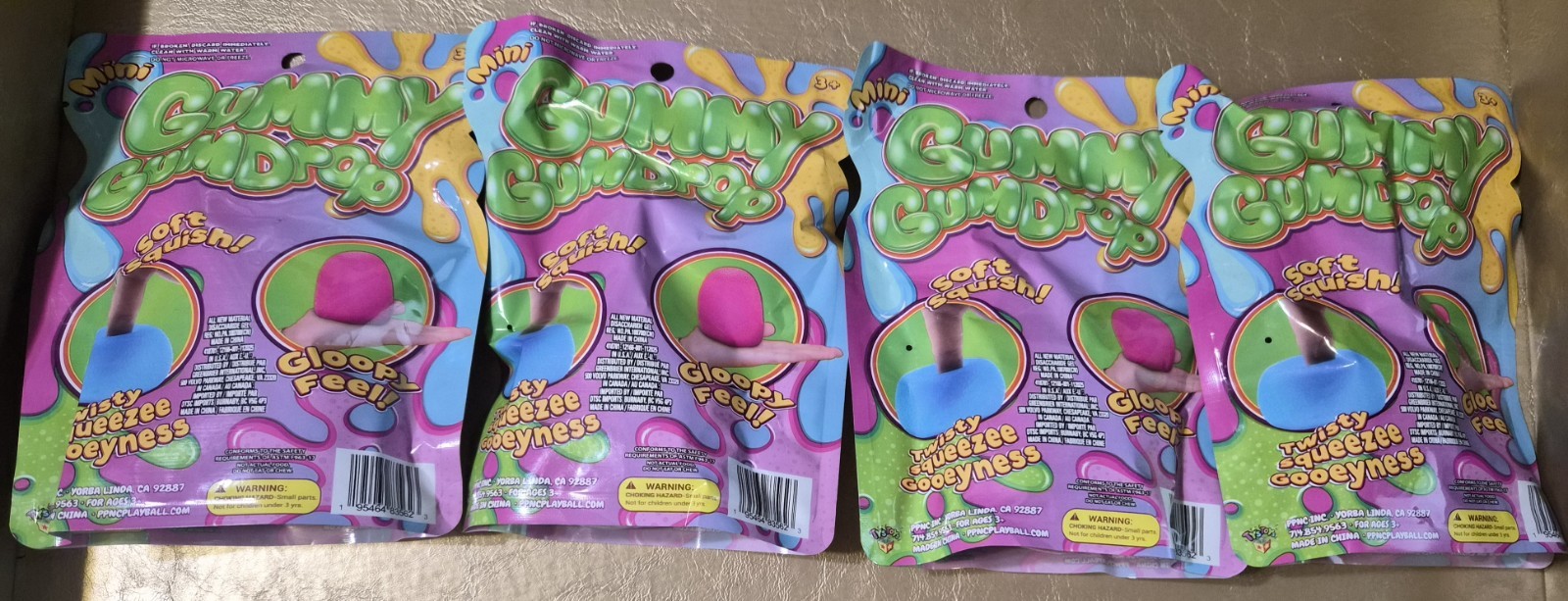 GUMMY GUMDROPS SOFT SQUISH TOYS LOT OF 4 FULLSIZE 2.5 INCHES EACH PPNC NEW