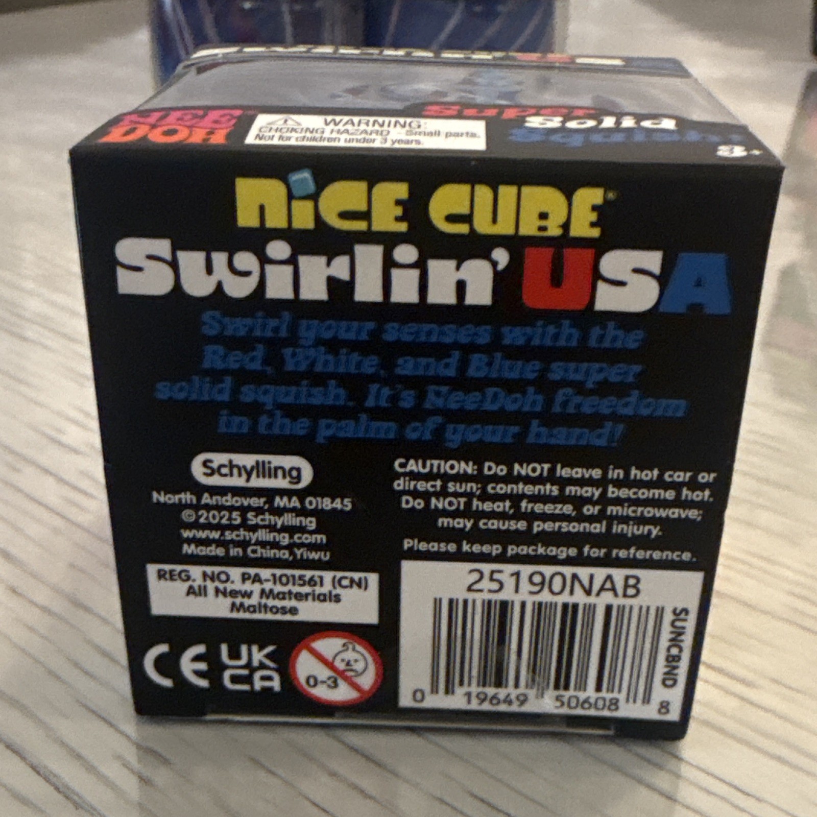 Nee Doh Nice Cube Swirlin’ USA Super Solid Squish Cube Red White Blue 100% REAL