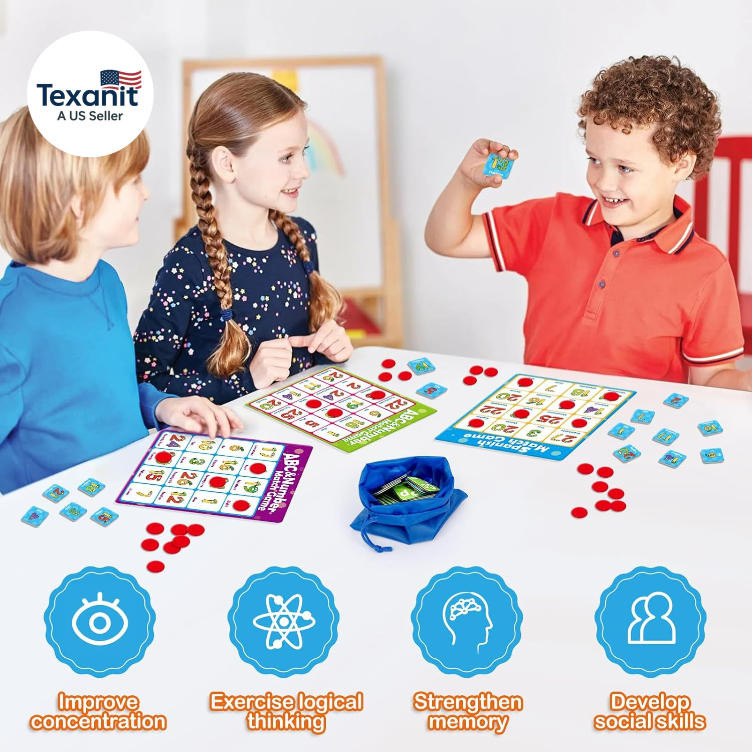 Alphabet Bingo Game,Letter/Number/Sight Word Bingo Game for Kids,Abc and 123 Boa