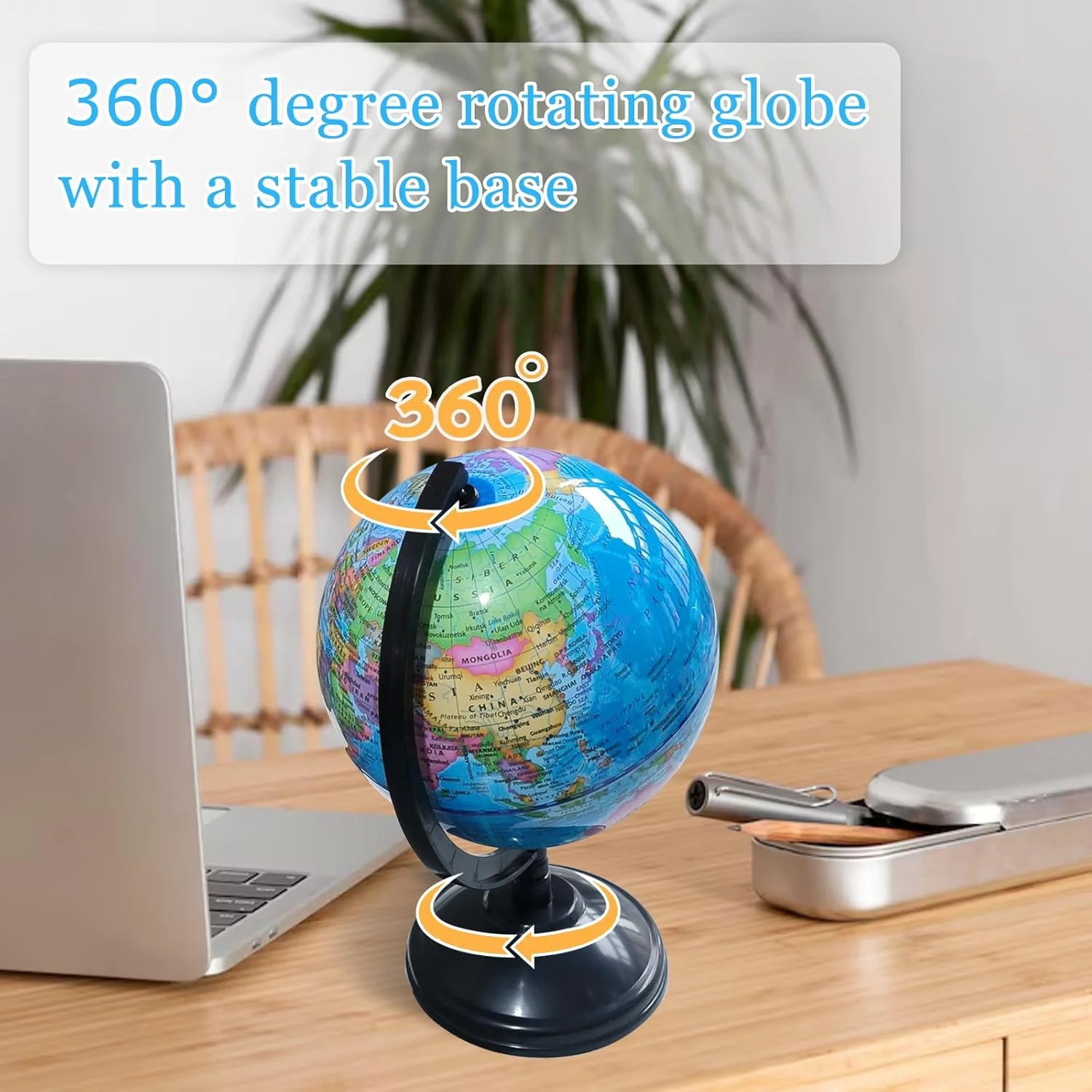 6” Geographic World Globe,Kids Educational Globes with Stand,Decorative Rotatin