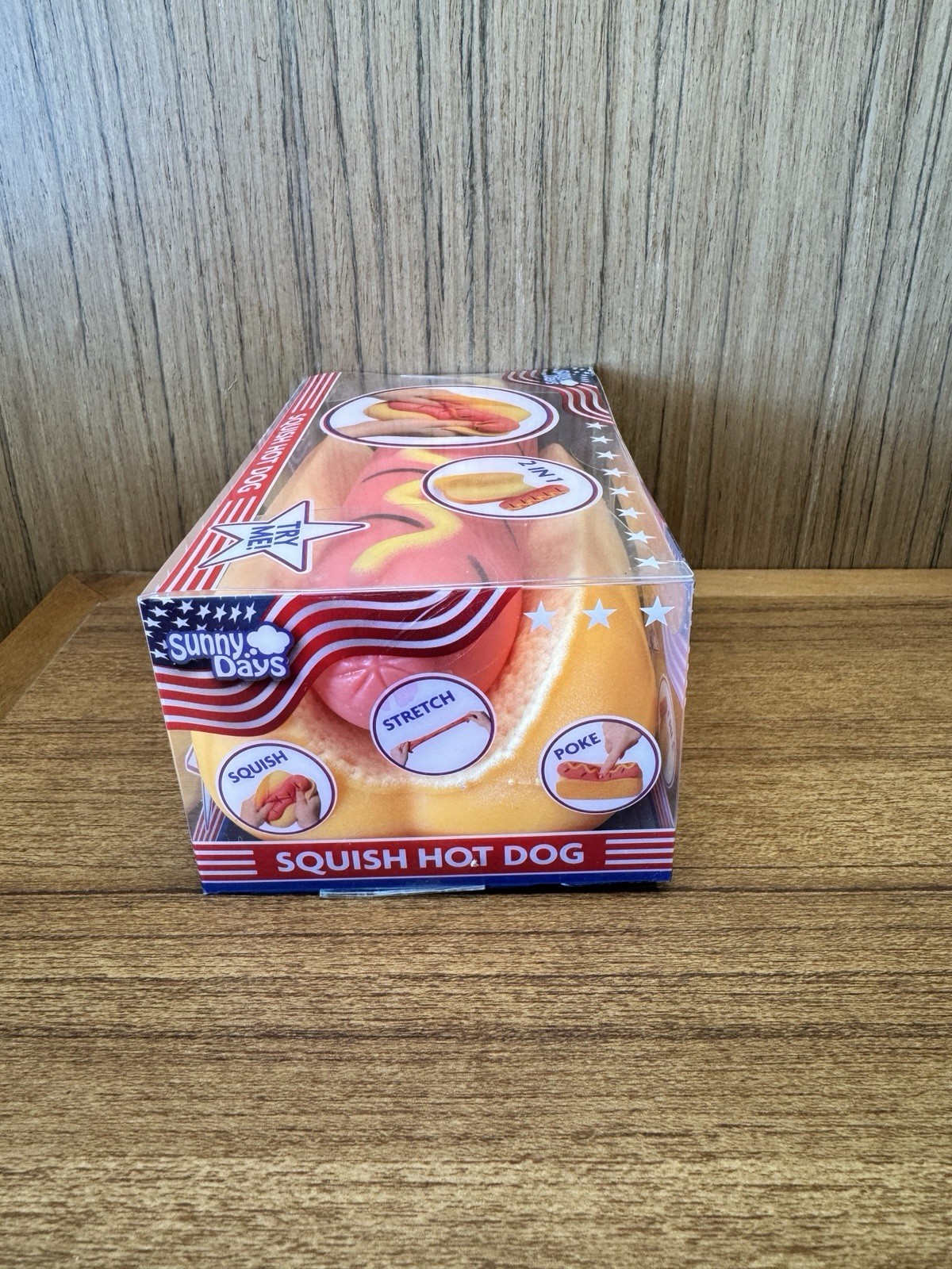Toymendous Hot Dog Squeeezy Fidget Toy Sunny Days 2-in-1 Hotdog Stress Relief