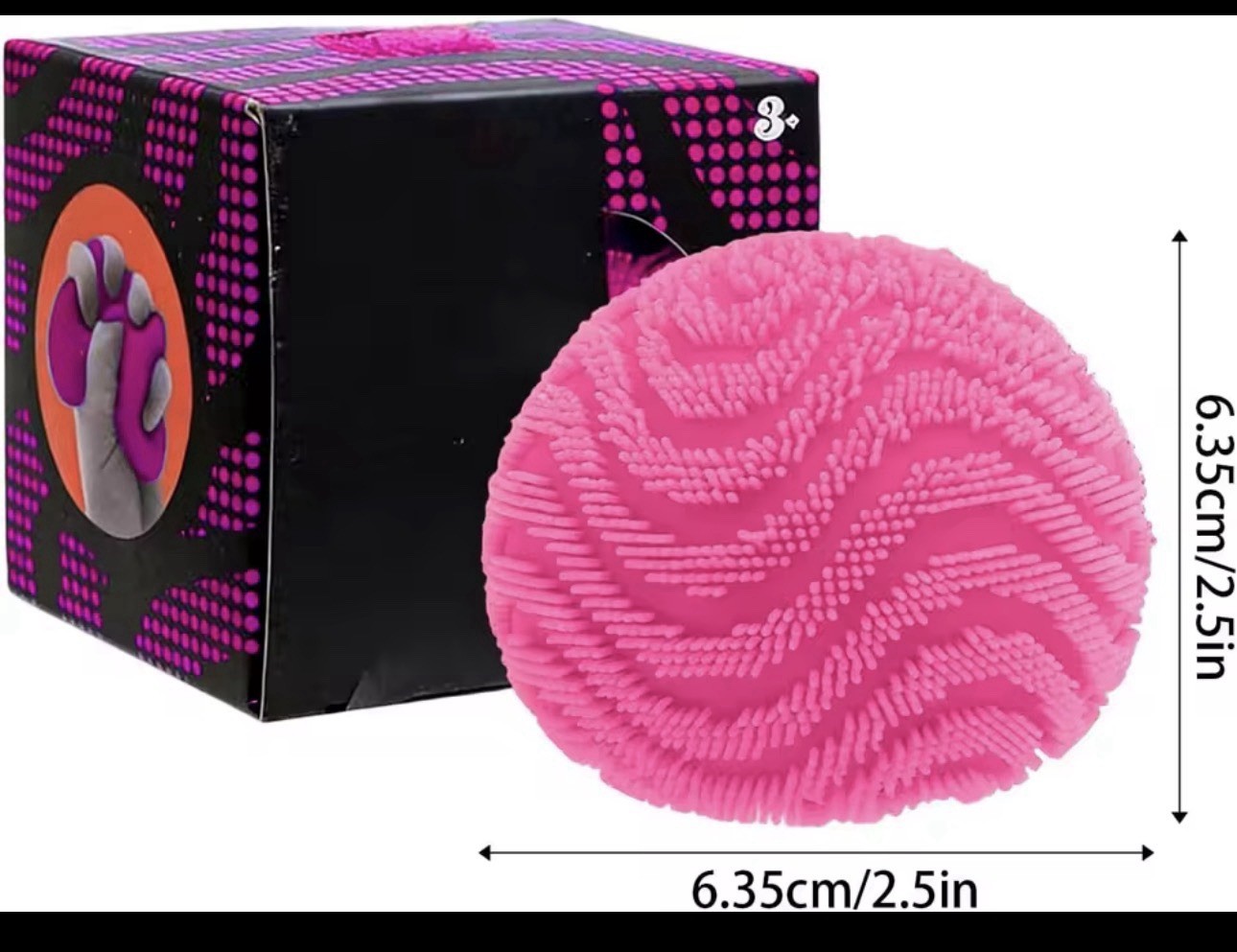 Pink Tactile Sensory Squeeze Toy Ball for Kids 2.5in Ages 3-11 Years Recommended