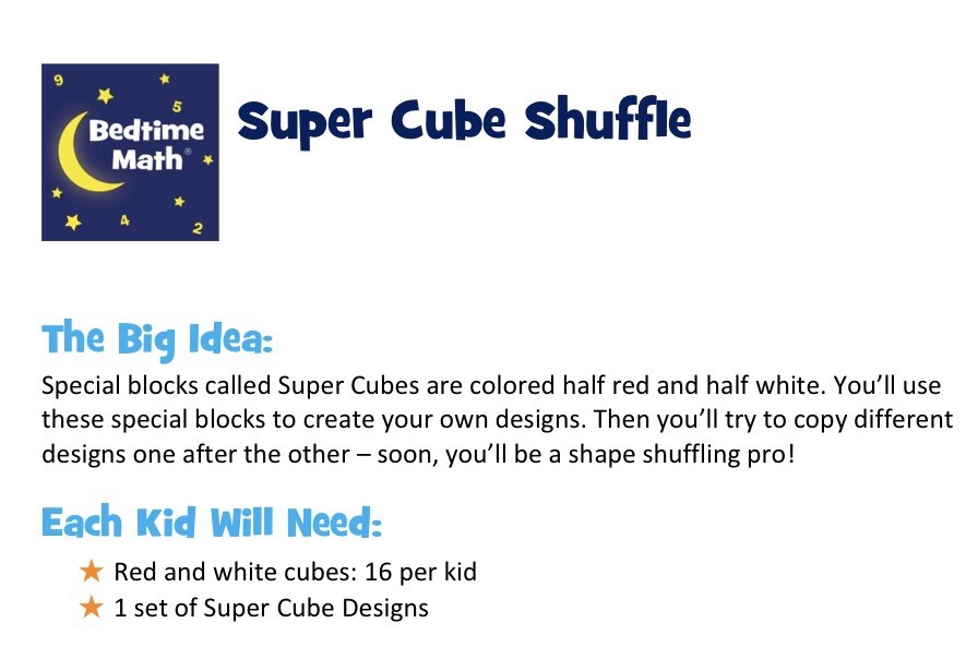 Lot of 2 NEW Bedtime Math SUPER CUBE SHUFFLE Blocks red white puzzle pattern