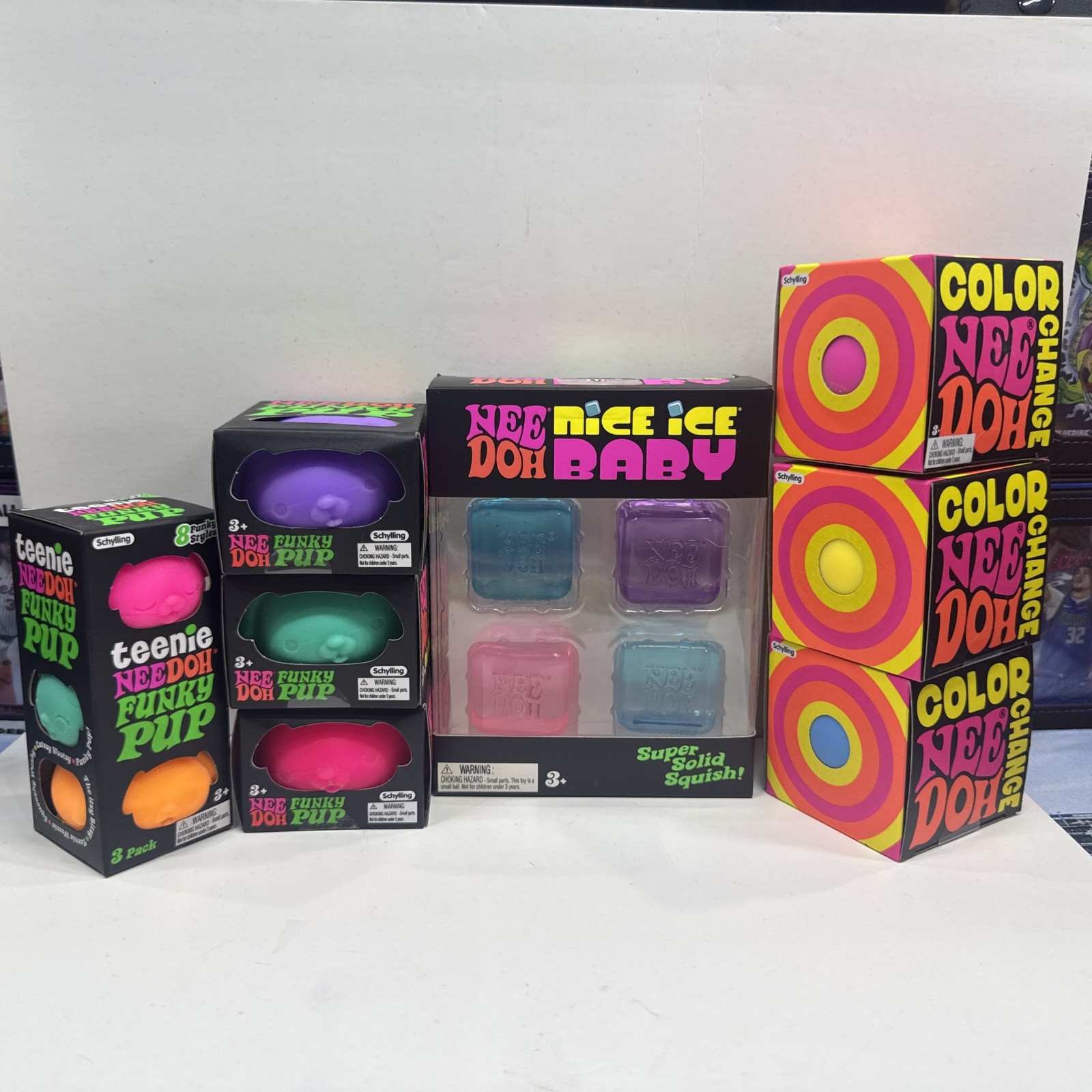 Nee Doh Lot of 6 funky 1 Nice Ice Baby 3 Color Change – New – 100% Authentic!!!