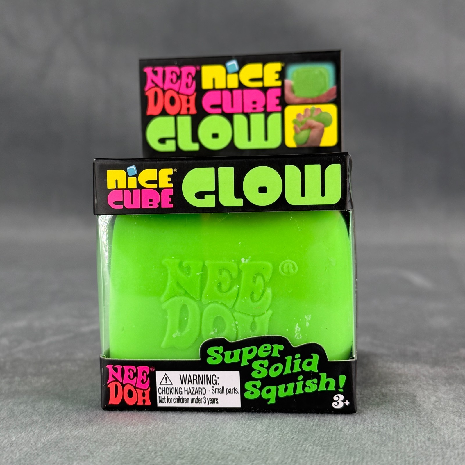 Brand NEW! Nee Doh Nice Cube GLOW in DARK – Super Solid Squish! (Green)