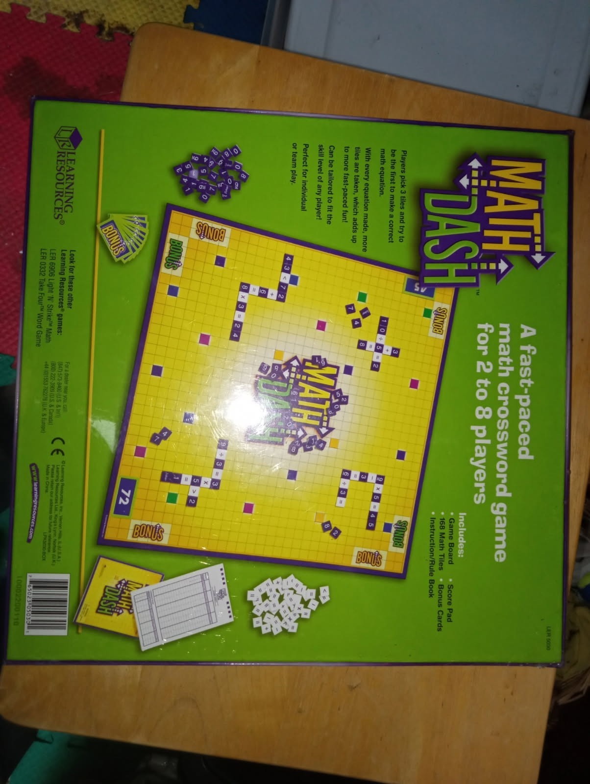 Math Dash Game Learning Resources Age 6 & Up 2-8 Players Math Help Aid Complete!