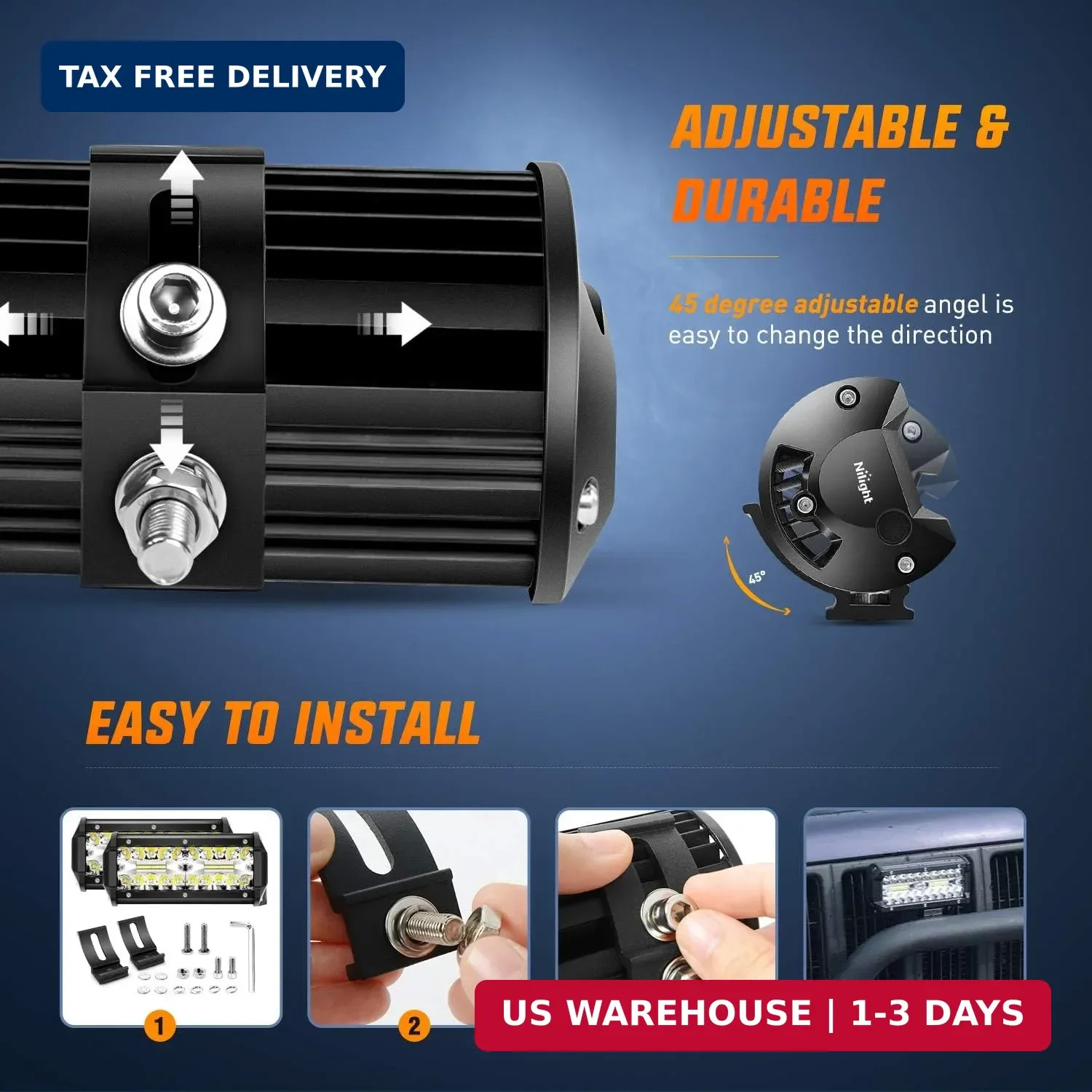 Nilight Led Pods 6.5 Inch 120W Flood Spot Combo Off Road Driving Fog Light Bar W
