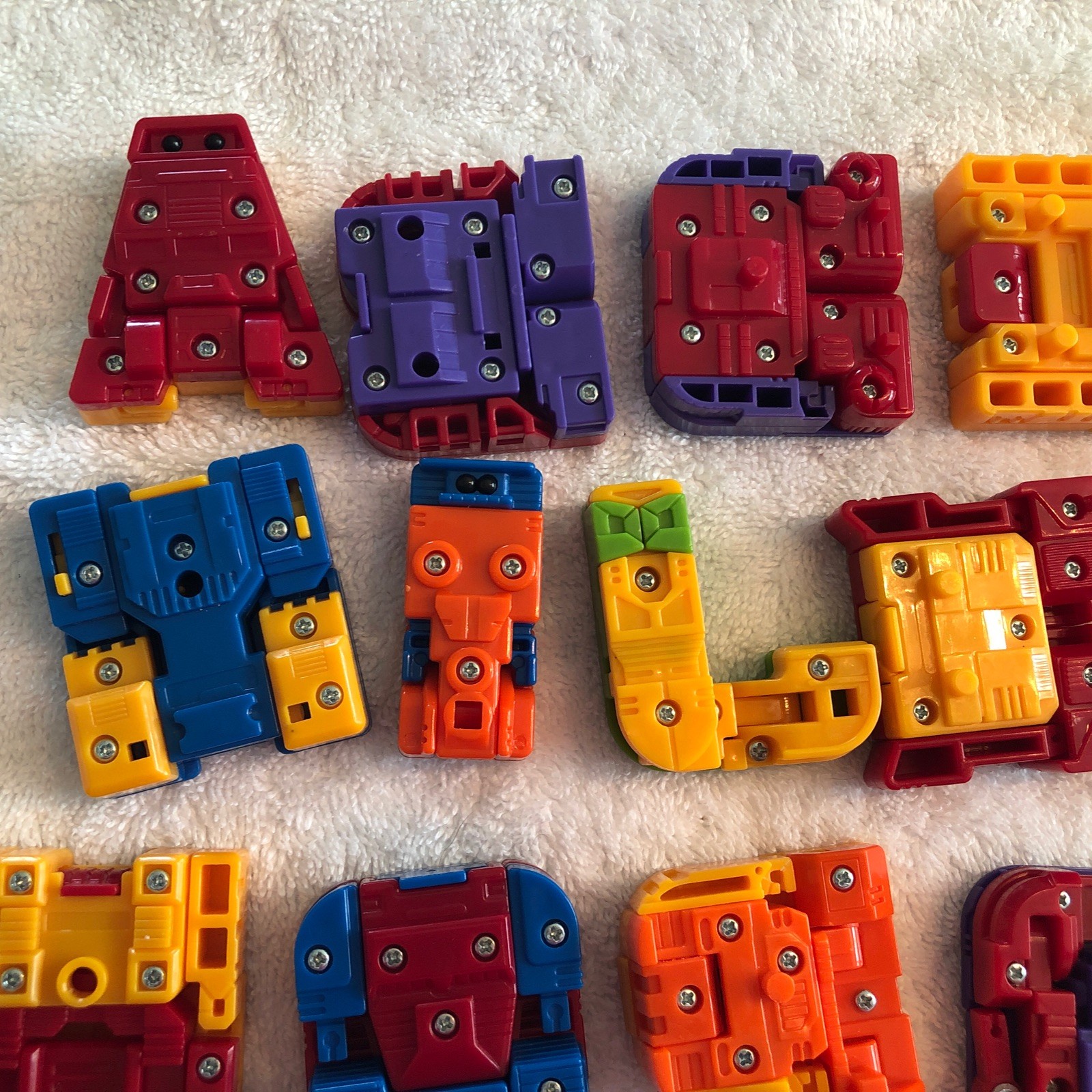 Alphabet Educational Alpha Bots Transforming Letters Lot of 25 Vintage Robots
