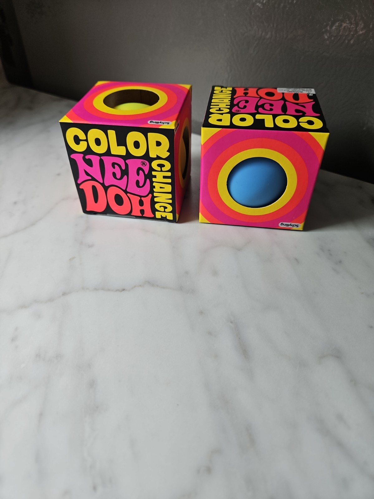 NEW NeeDoh Color Change Set of 2 Yellow & Blue Schylling Sealed Authentic