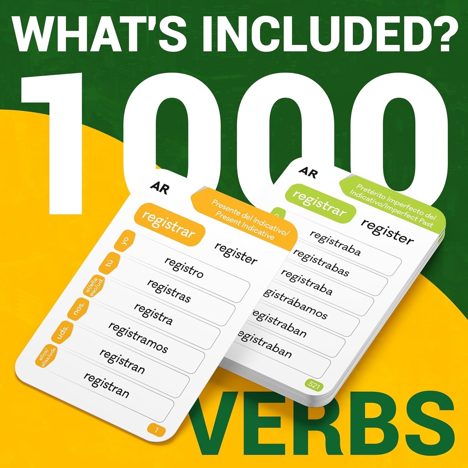 Spanish Verb Conjugation Flash Cards – 1,000 Verbs, 9 Tenses