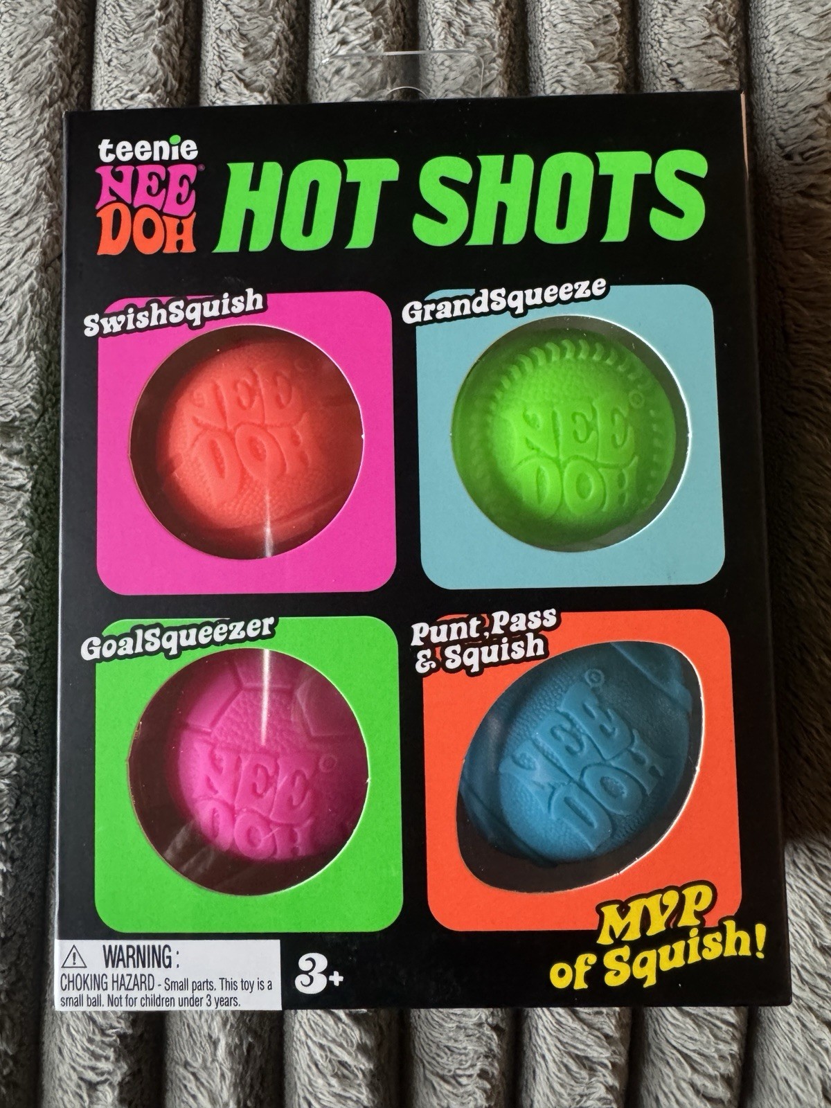 Nee Doh Hot Shots Tactile Squeeze Toy Set 4 Pack Pink Green Blue Orange