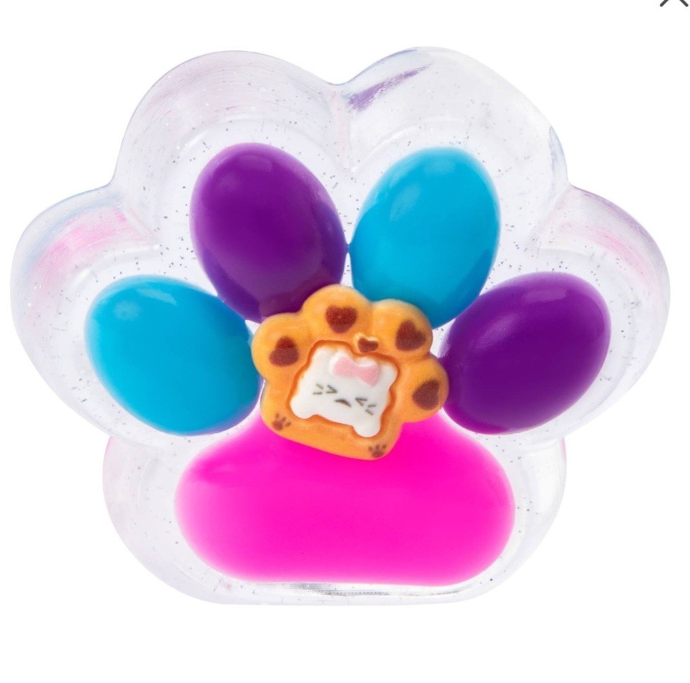 Taba Jelly Squeezeables Sparkle Paw Squishy, Glitter Paw Print Squeeze Toy