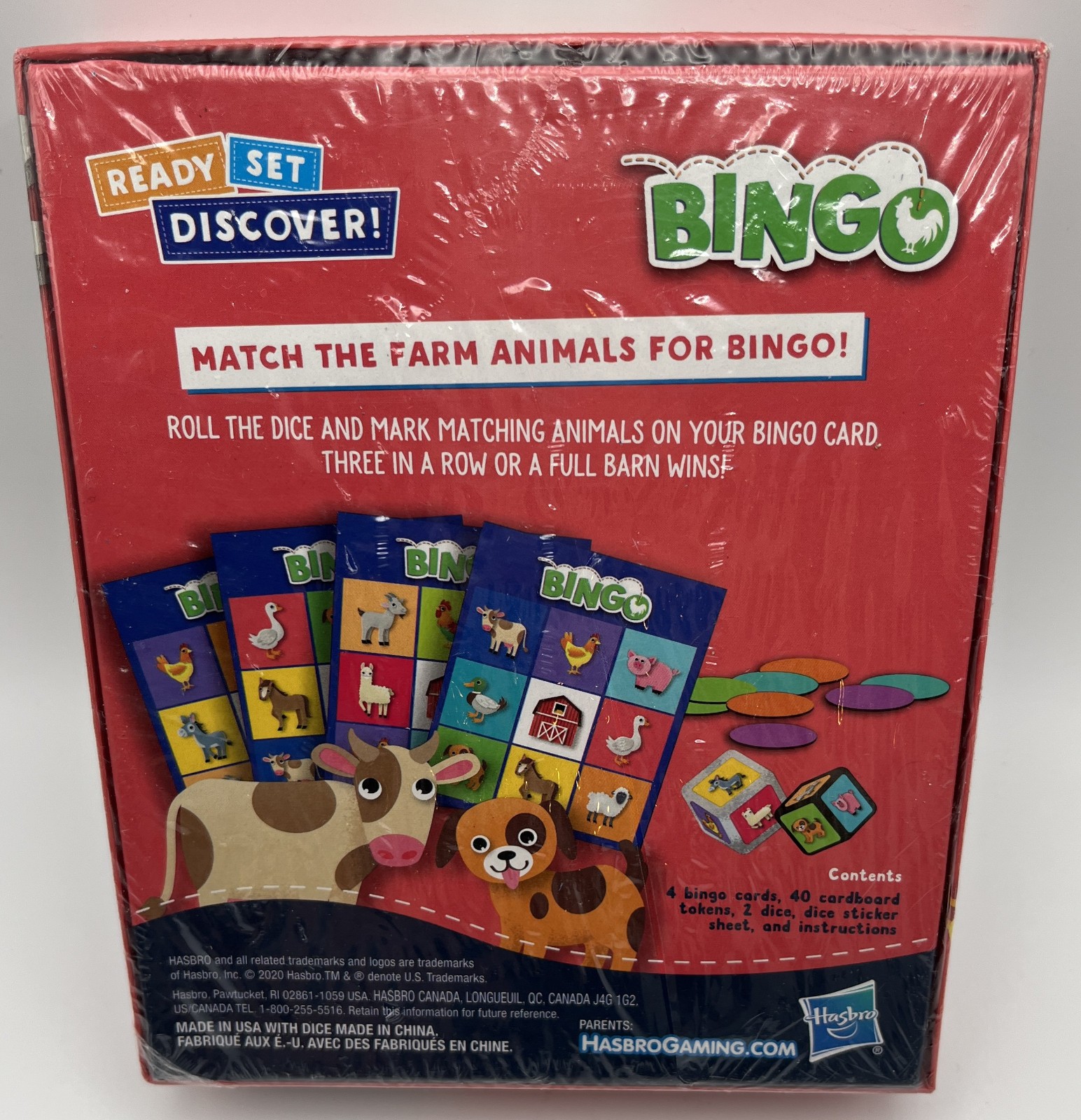 Hasbro Gaming Bingo Game Farm Animals 2020 Ready Set Discover! Brand New