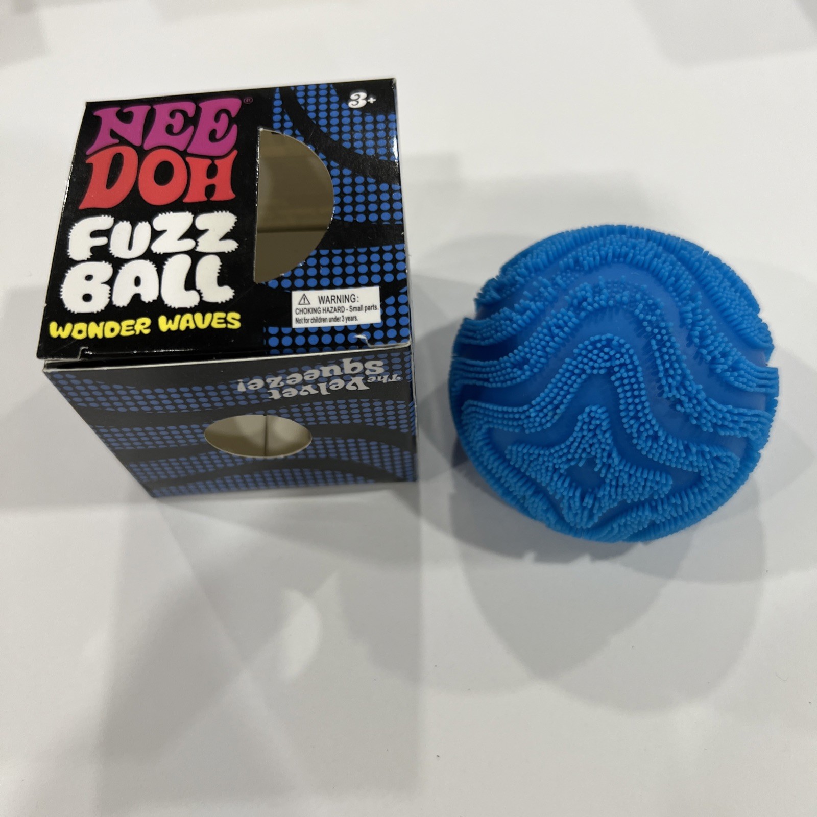 NeeDoh Fuzz Ball Wonder Waves Blue Sensory Toy with Velvet Texture Schylling