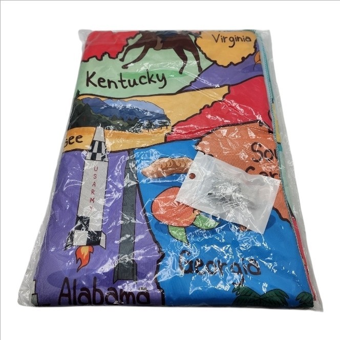 Kids USA Map Educational Tapestry Wall Hanging w/ Mounting Kit Classroom 71×60