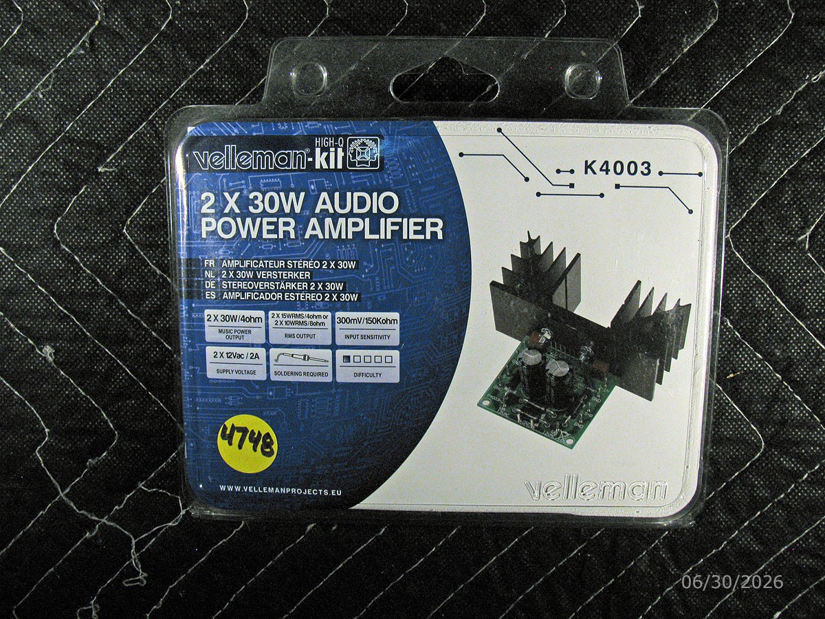 Velleman K4003 – 2X 30 Watt Audio Power Amplifier Kit