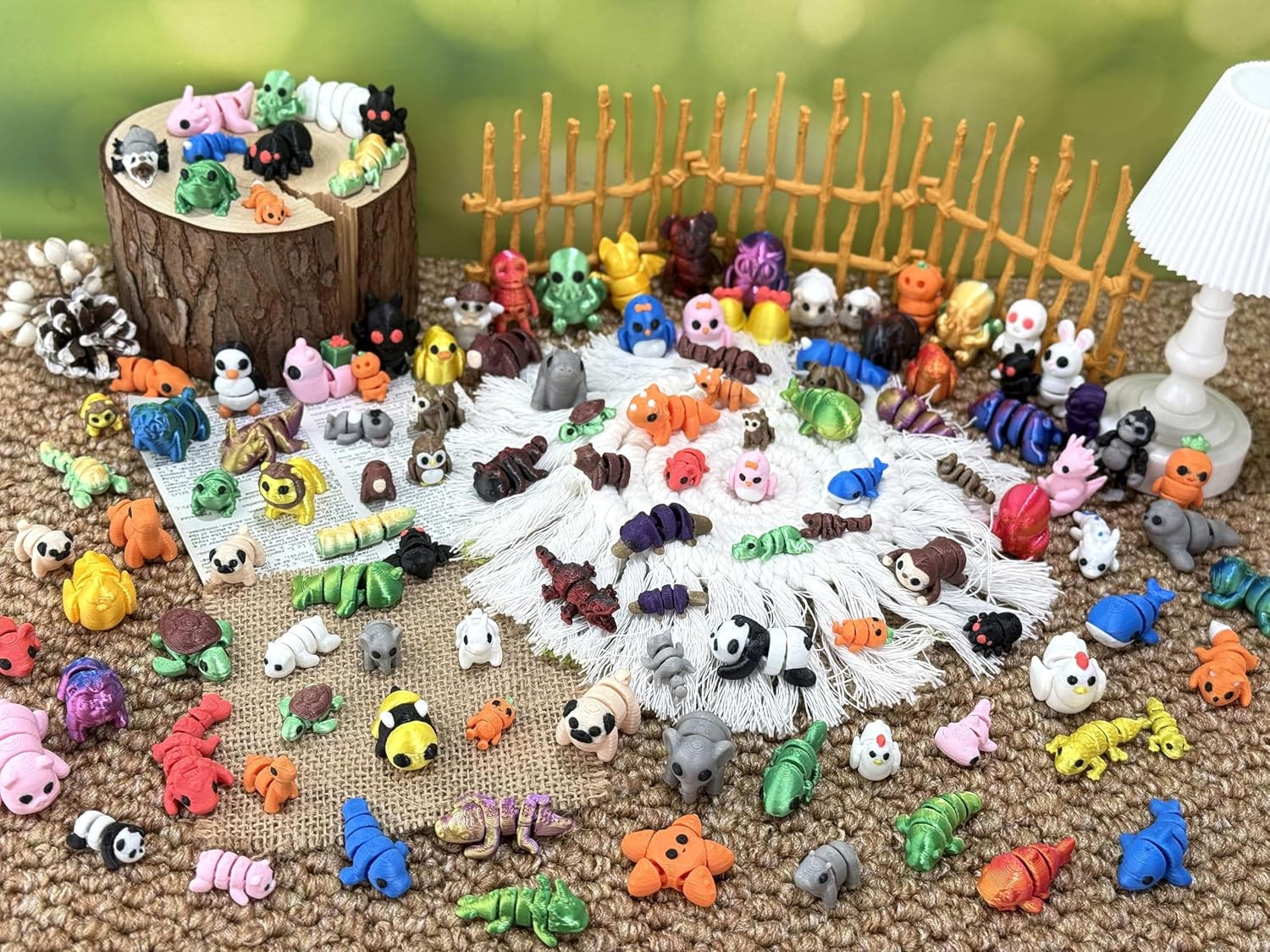 120 Pcs Mini 3D Printed Animal Set,Articulated Flexible Cute Animal Toys for Chr