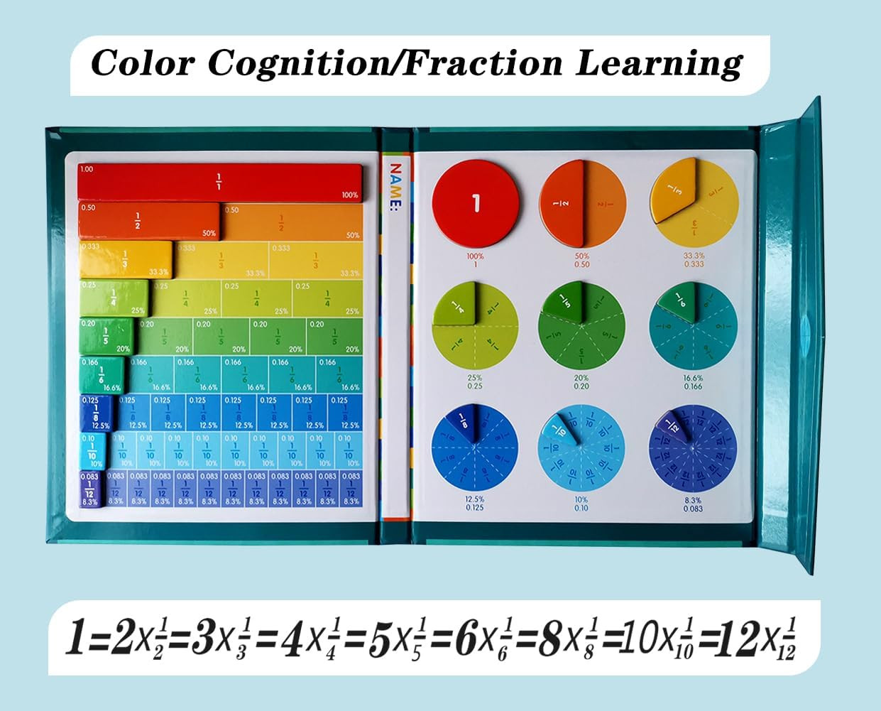 Magnetic Fraction Educational Puzzle Fraction Tiles and Circles, Equip Magnetic
