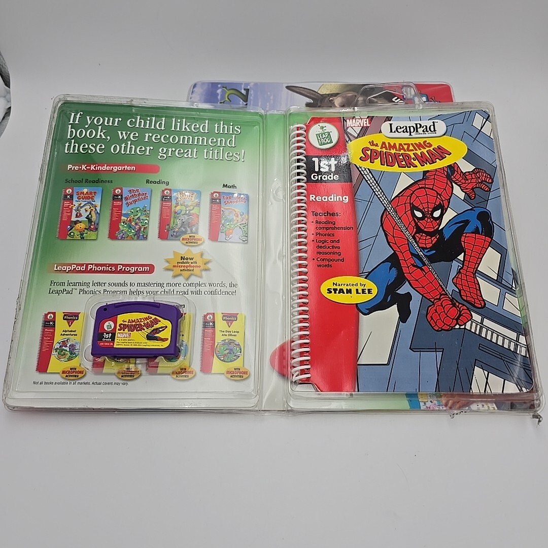 Lot 3 LeapFrog LeapPad Marvel The Amazing Spider-Man, Shrek, Monster Grades 1 2