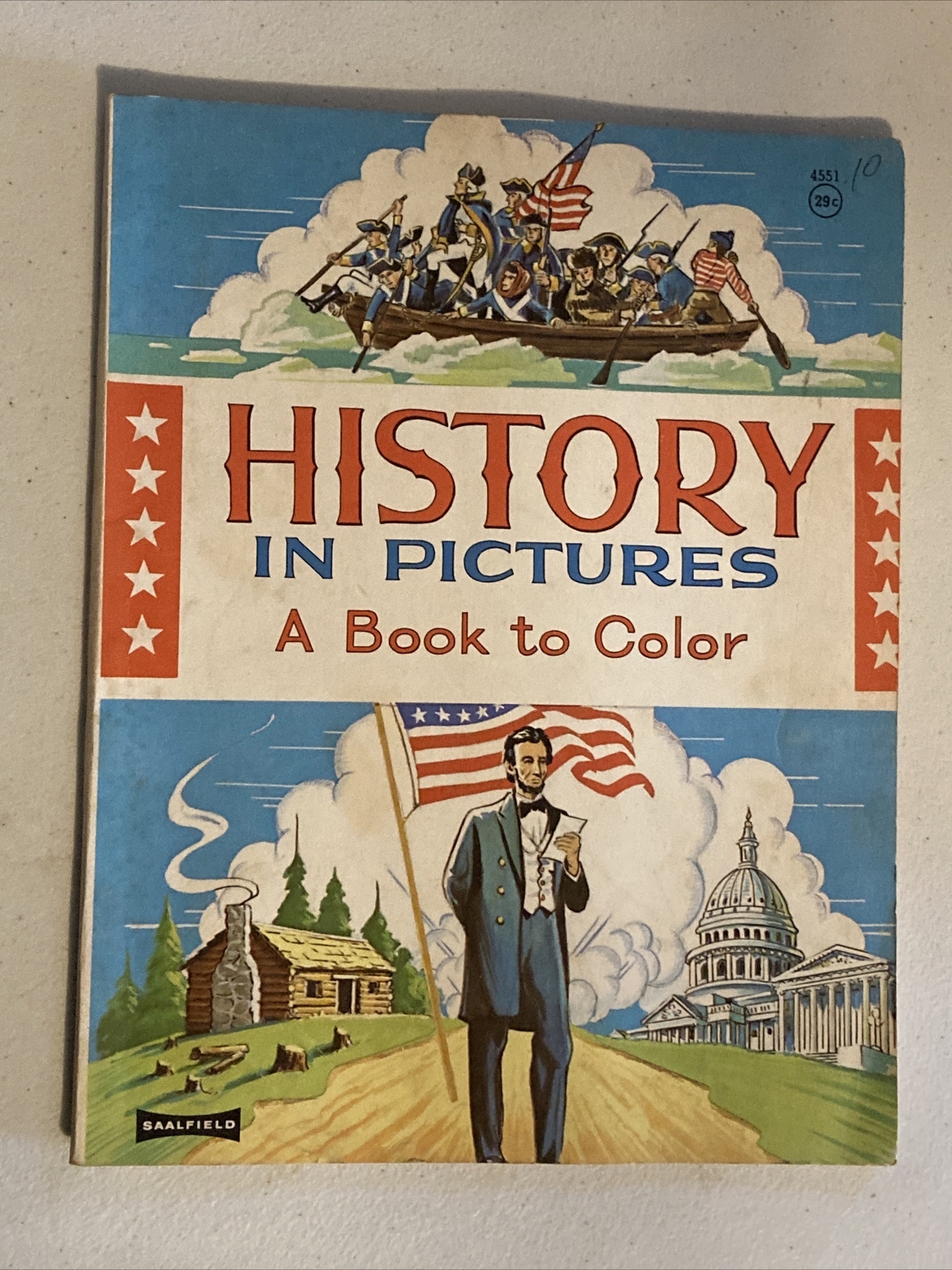 Vintage History in Pictures – A Book to Color Saalfield Publishing 1964 Coloring
