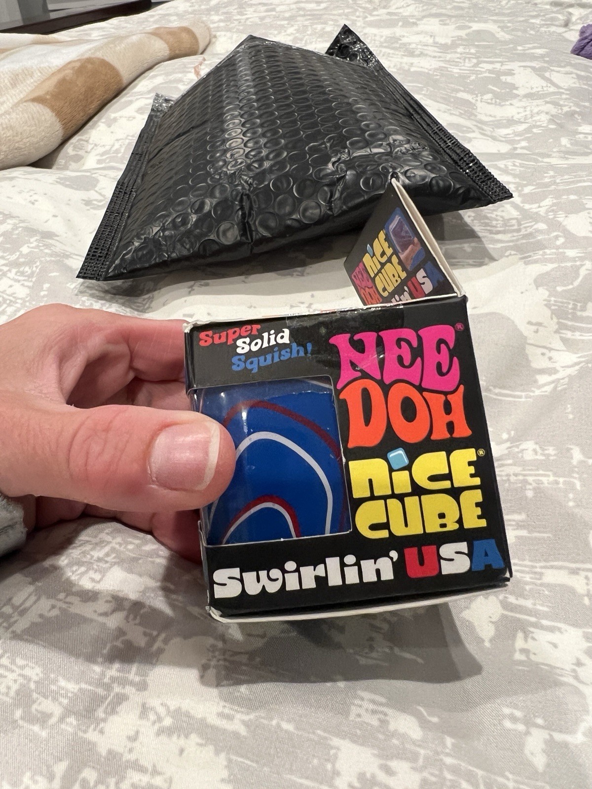 Schylling NeeDoh Nice Cube Swirlin’ USA Super Solid Squish 3+ 25190NAB