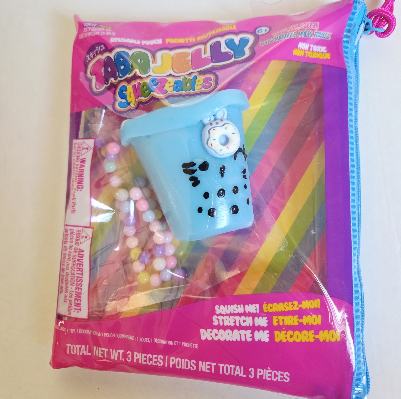 Taba Jelly Squeezeables Blue Boba Squishy, Bobby Boba Squishi Squeeze Toy USA