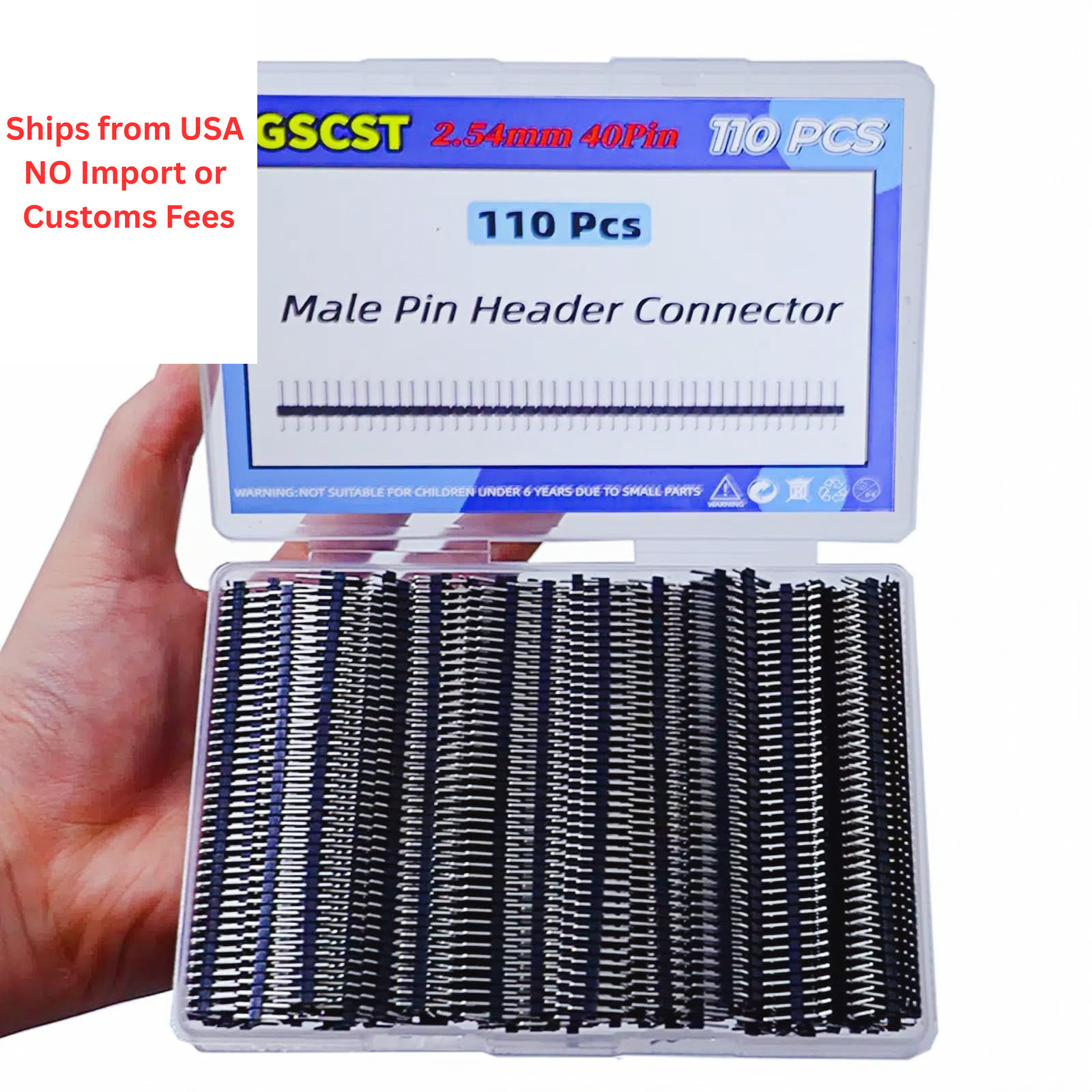 EGSCST 110PCS 2.54mm 40Pin Straight Single Row Male Pin Headers black