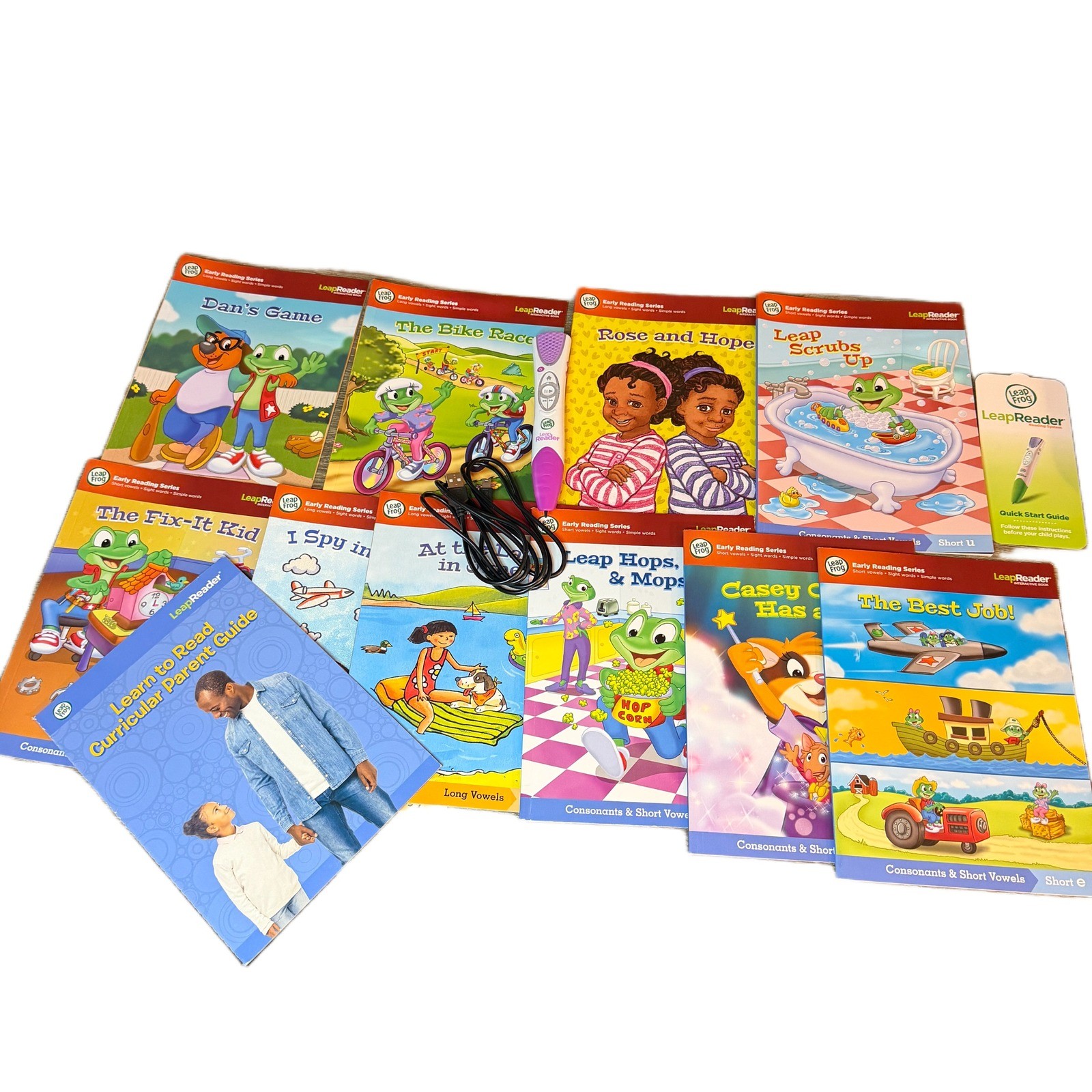 LeapFrog LeapReader Interactive Learning System Purple Stylus Pen w/ 10 Book Set