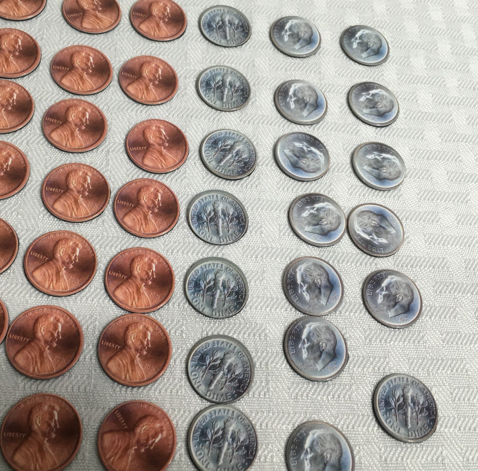 MATH MANIPULATIVE / MAGNETIC COINS MONEY / 140 PEICES PENNY NICKEL DIME QUARTER