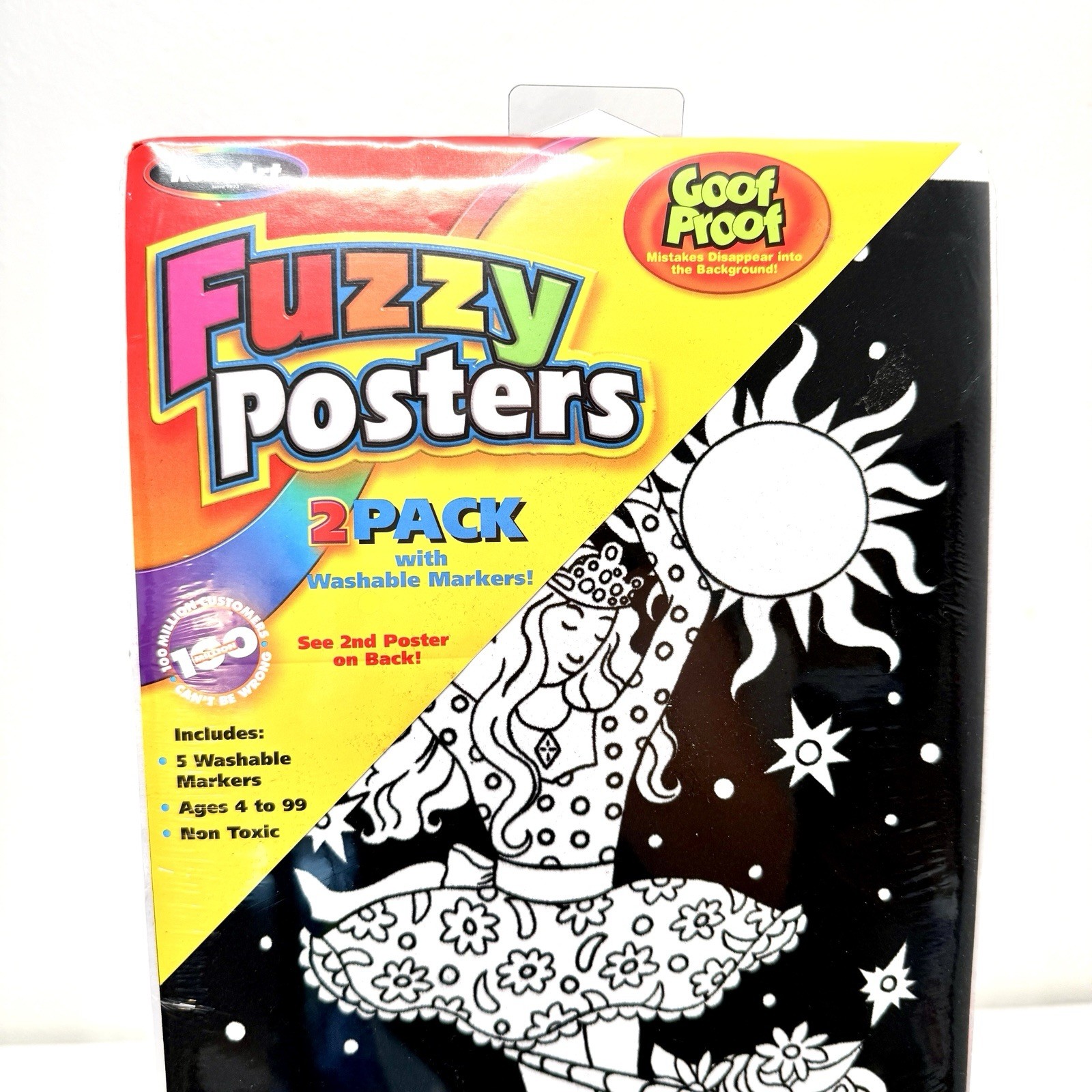VTG Fuzzy Poster RoseArt Unicorn Horse Fantasy Velvet Art 8×20 Set Of 2 2002 New