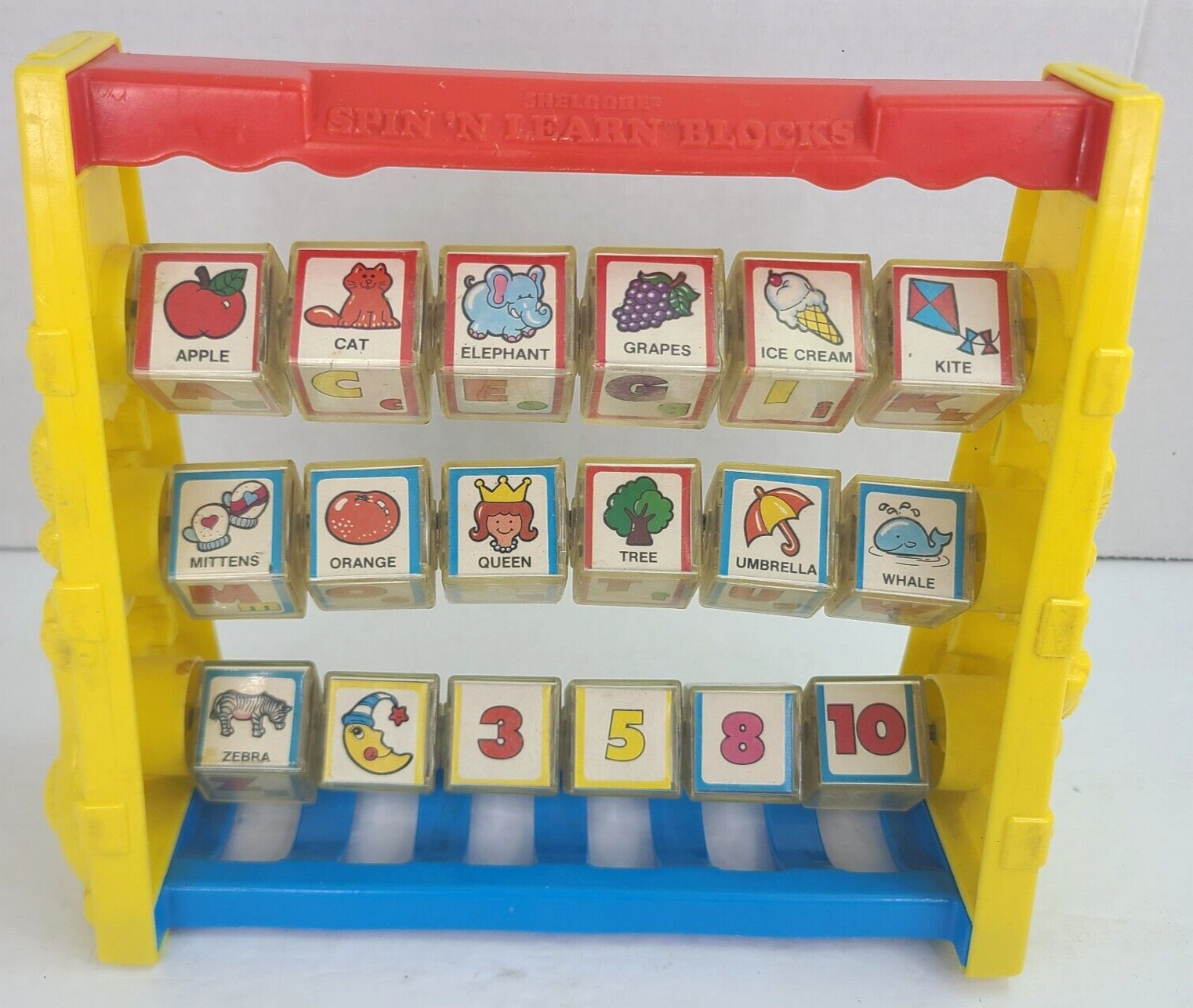 Vintage 1987 Spin ‘N Learn Blocks Letters and Numbers Blocks Toy 1987 Shelcore