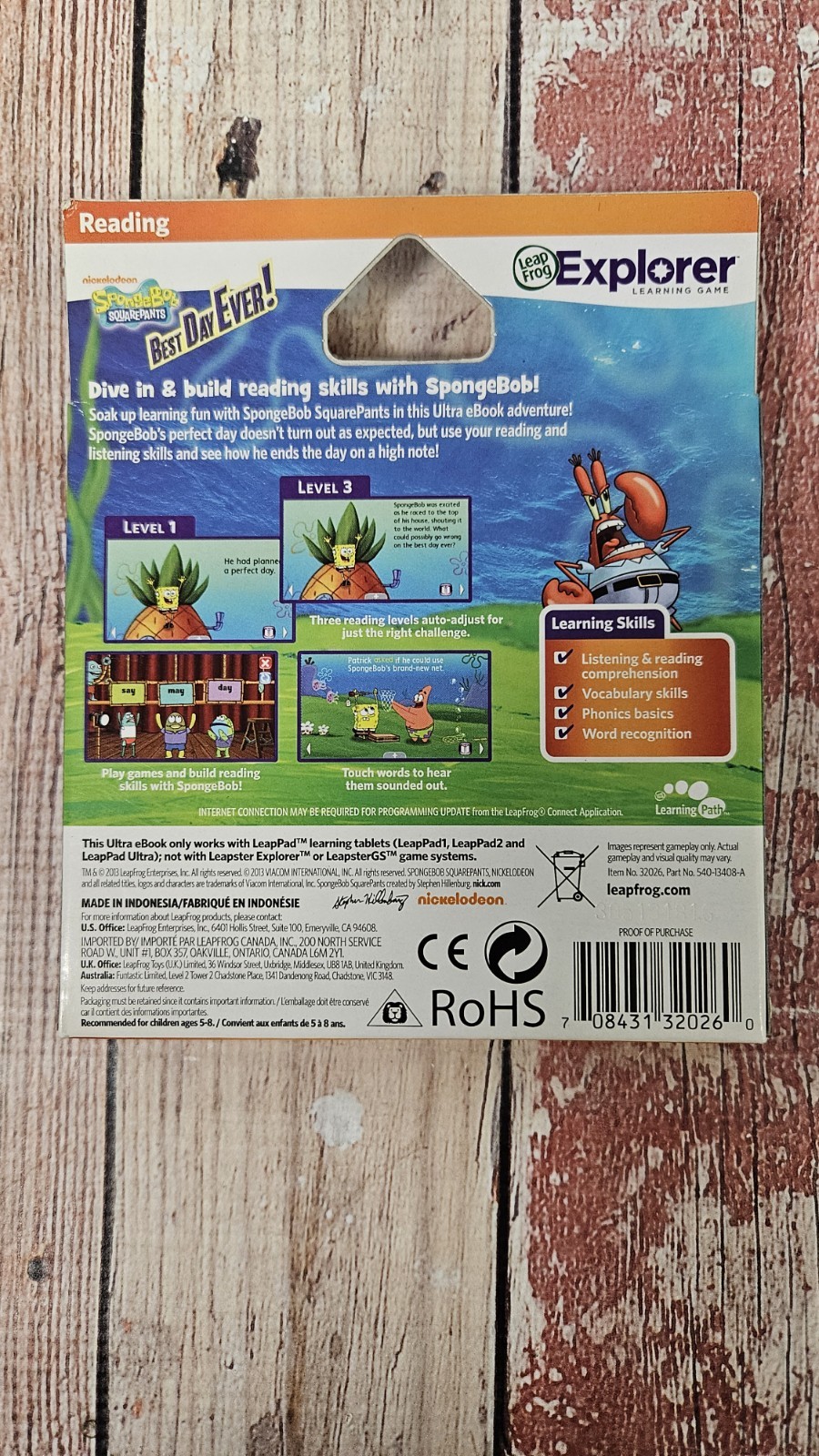 New LeapFrog SpongeBob SquarePants Best Day Ever LeapPad Ultra eBook Game