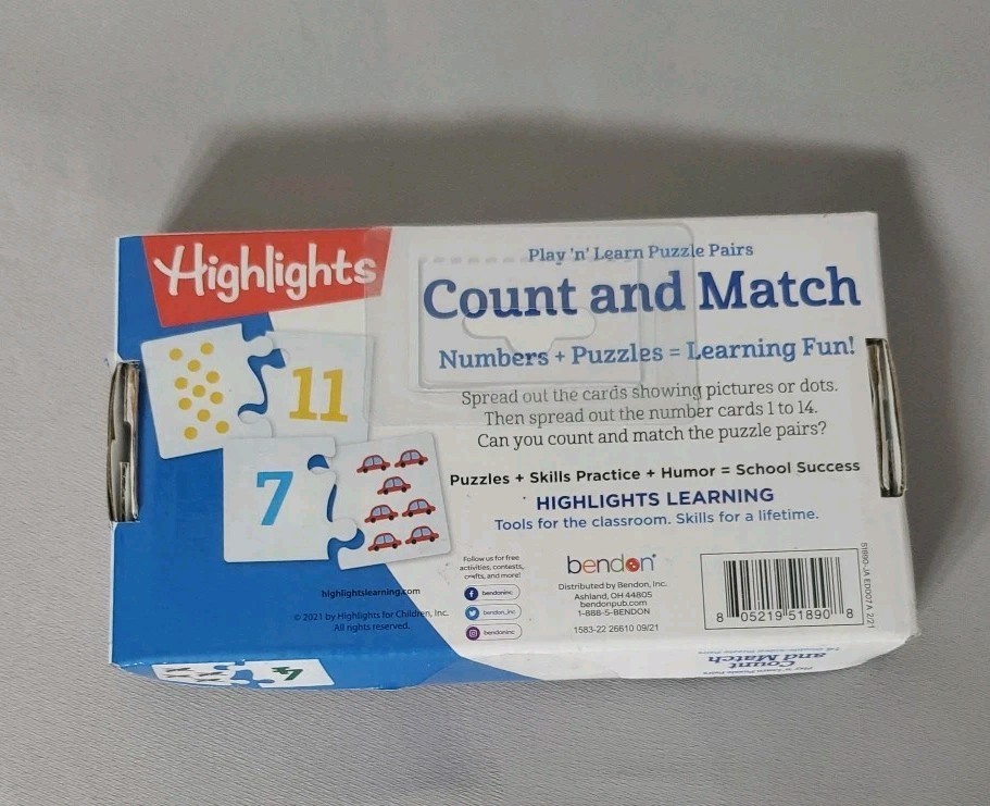 Highlights Count and Match Number Puzzle Pairs