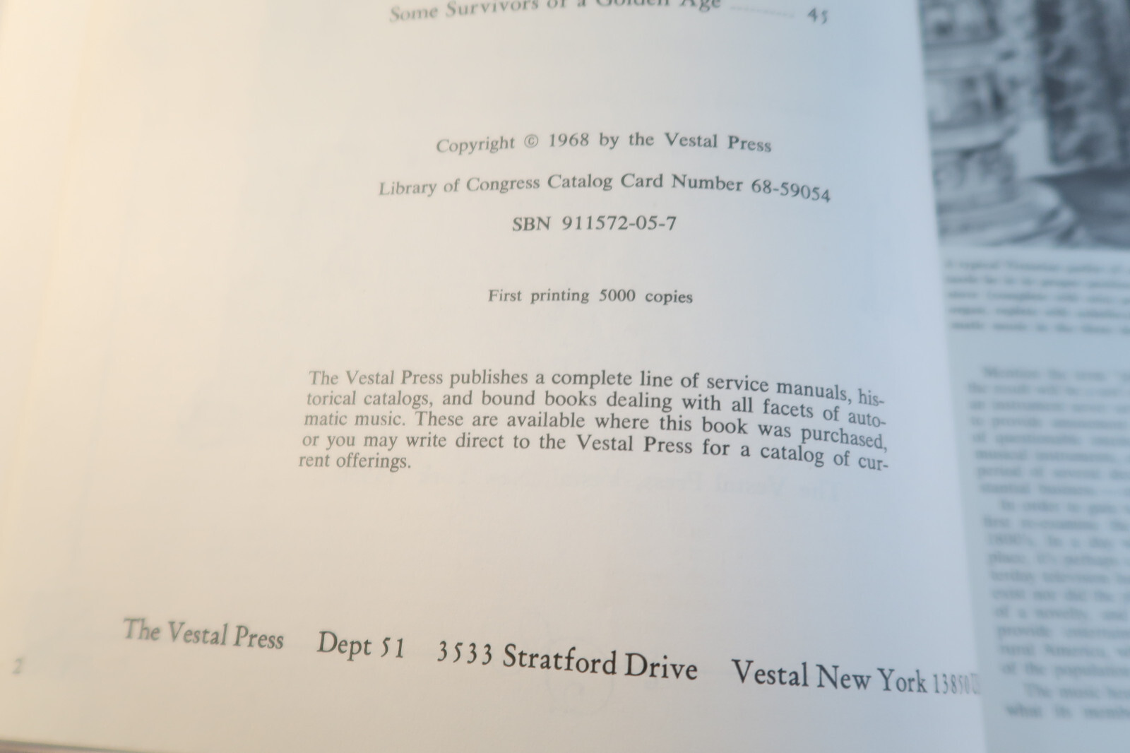 Keys To A Musical Past Book Bandstand 1968 Vestal Press First Printing Piano