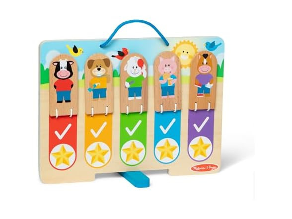 Melissa & Doug Wooden My Daily Routine Chart Hands On Learning Night Day