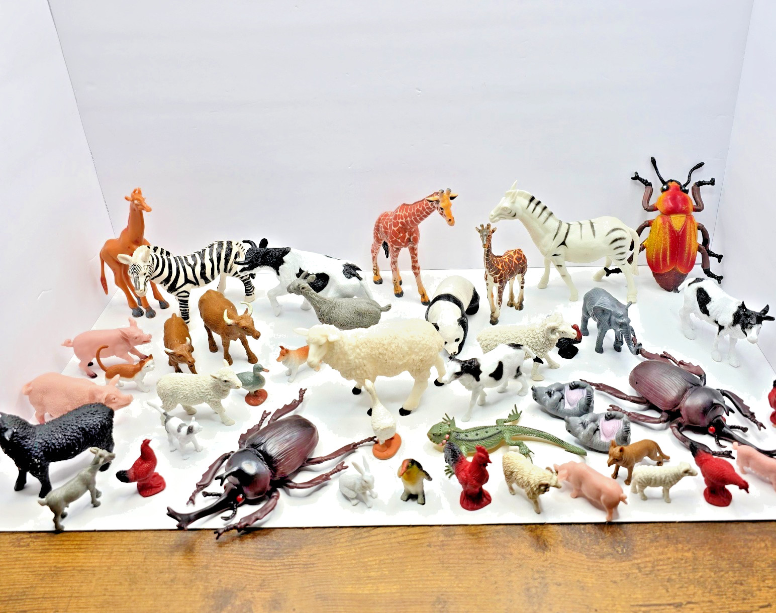 Lot Of 44 Various Land, Farm, Animal, Bugs Figures Vintage Modern Plastic Toys