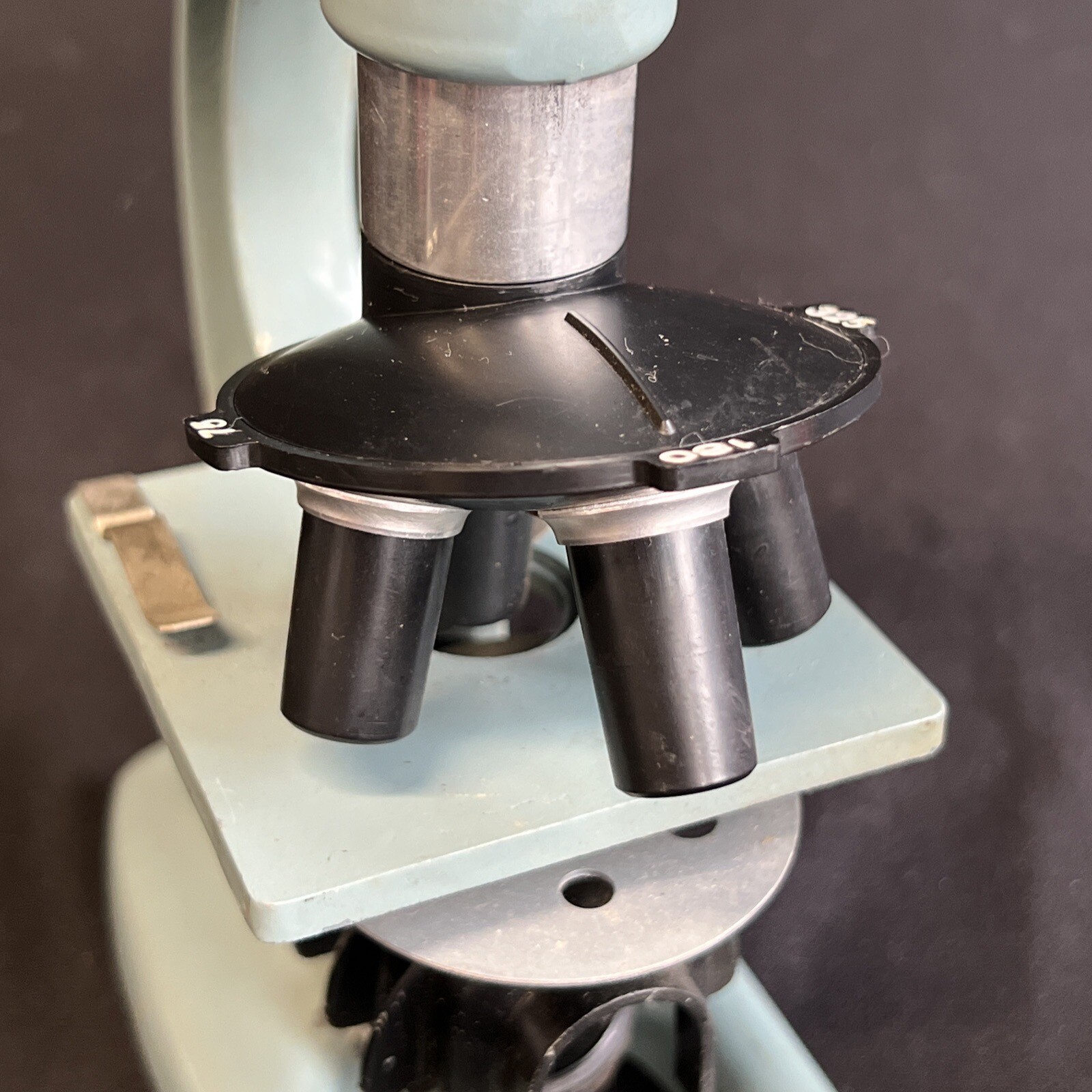 VTG 1960’s Porter Microcraft 264 Teal Science Lab Microscope w/ Case