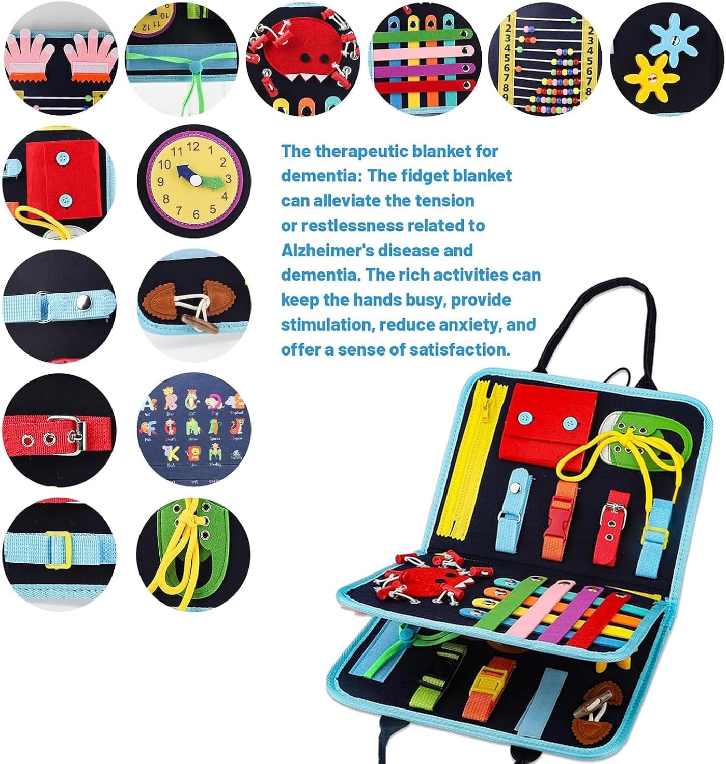 Fidget Busy Board for Dementia Alzheimer’s Adults, 23 Therapeutic Activities