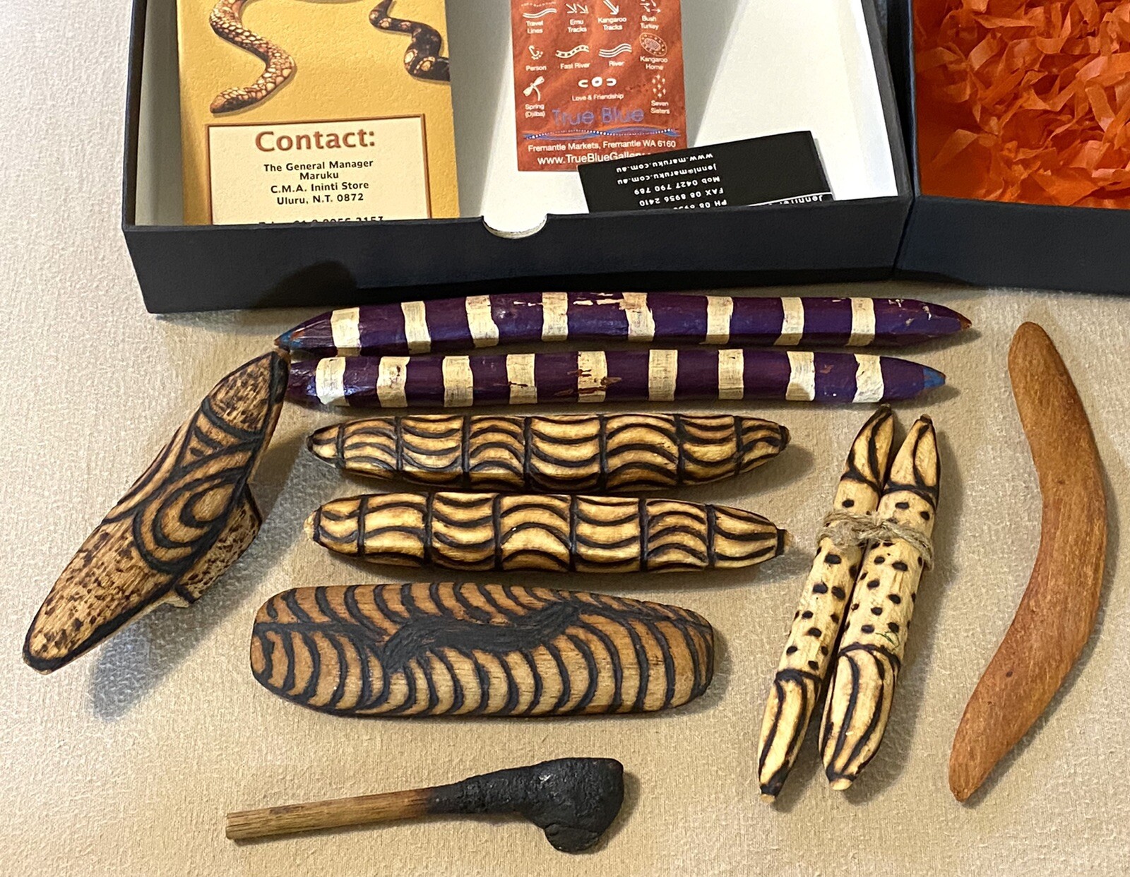Aboriginal Music Sticks MARUKU Arts & Crafts 10 Pc Set New In Original Box