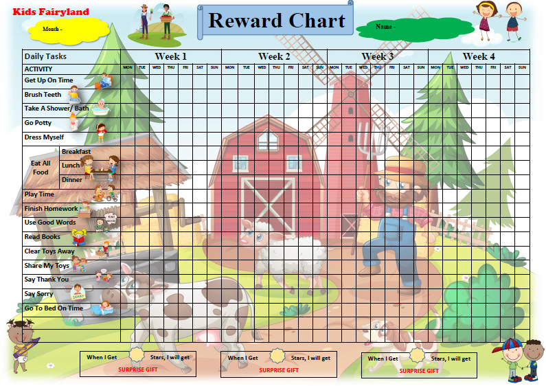 A3 Size Reward Chart Kids for Behavior Chore Charts with Stickers