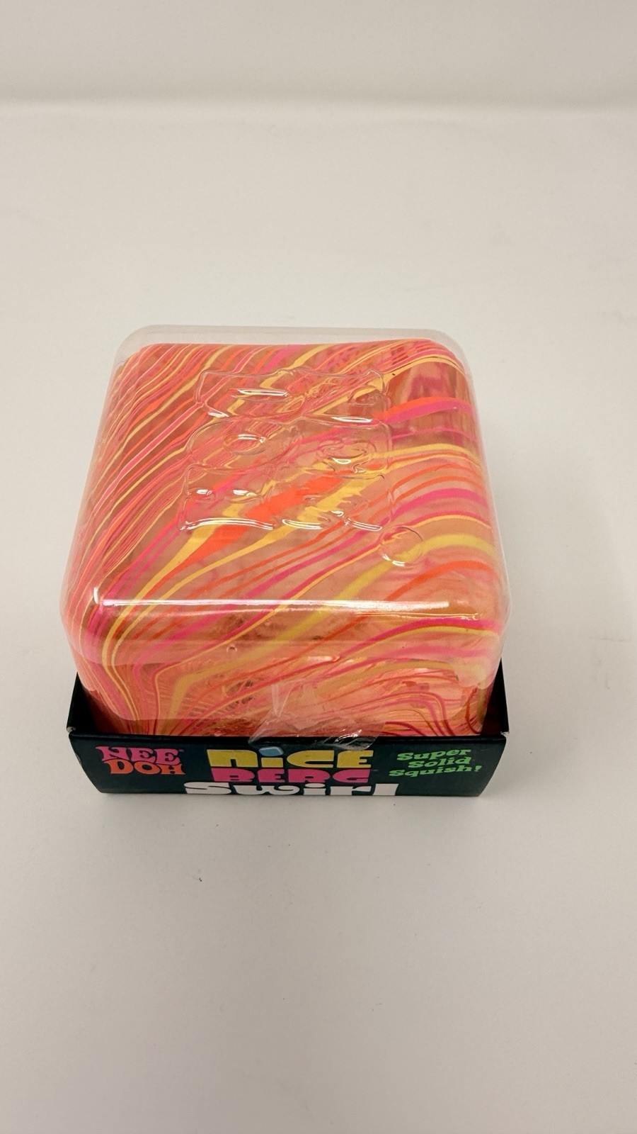 NeeDoh Nice Berg Swirl XL Giant Swirl Cube 3.25″ Nee Doh Pink Yellow Orange