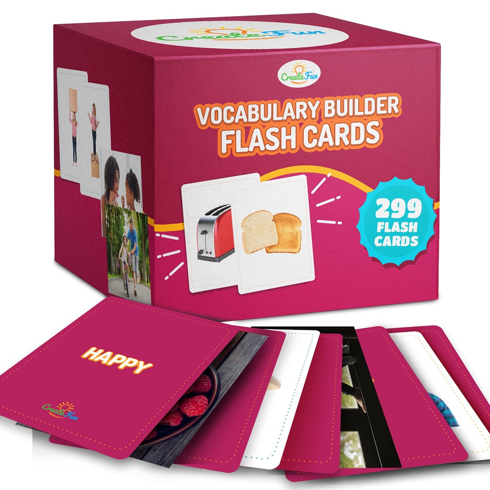 299 Vocabulary Builder Flash Cards – Educational Photo Cards for ESL, Speech The