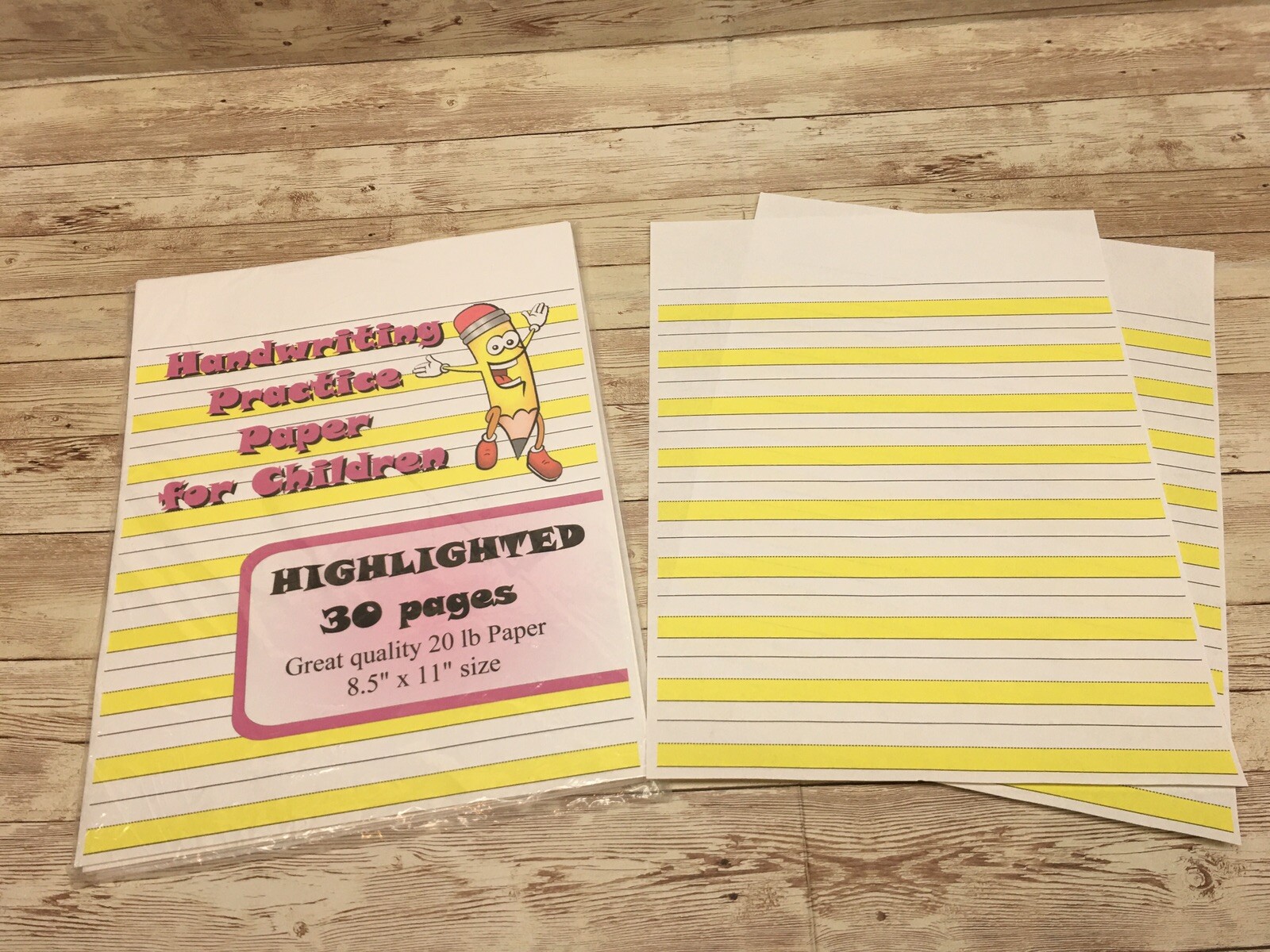 Highlighted – Handwriting Practice Paper For Children – 30 Sheets