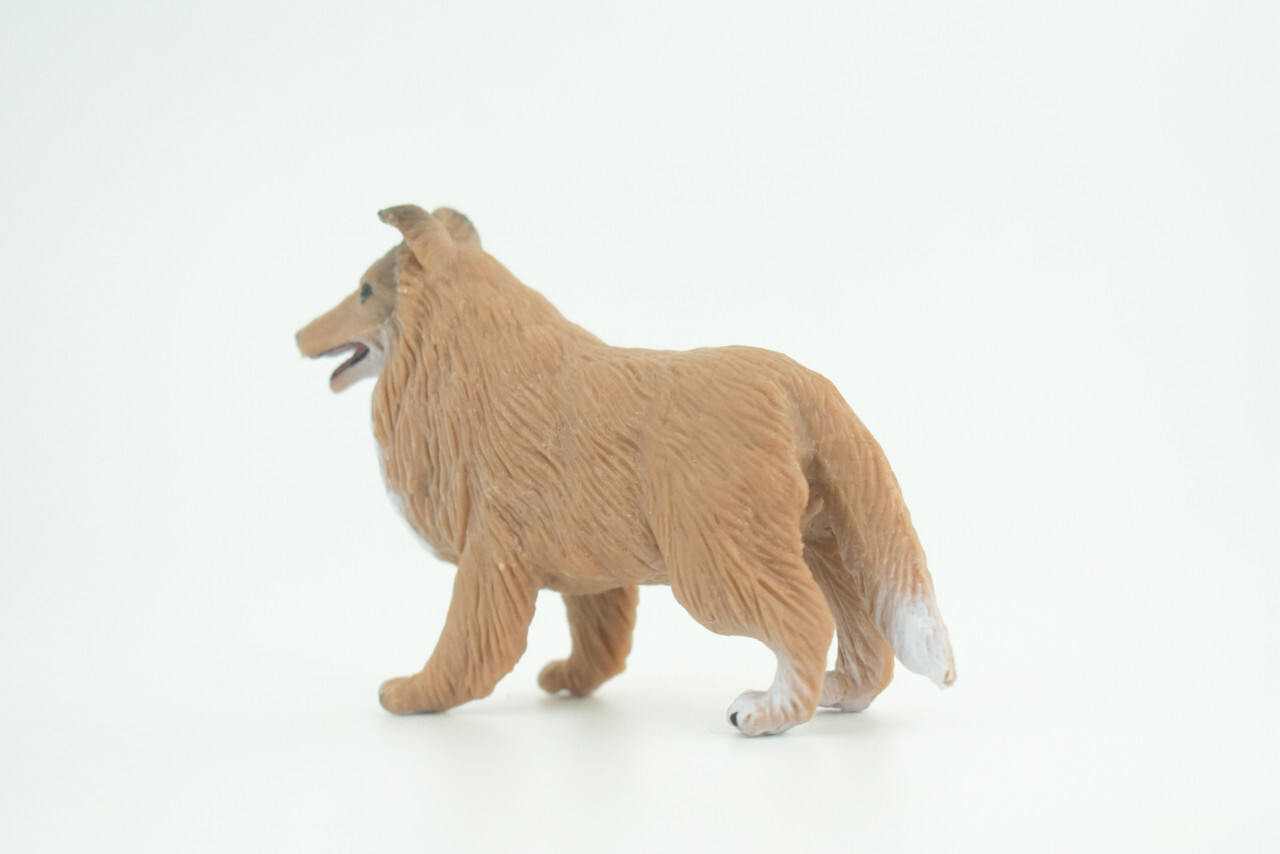 Collie Dog Toy, Brown Realistic Hand Painted Rubber Model, 4 Inches CH790 BB186