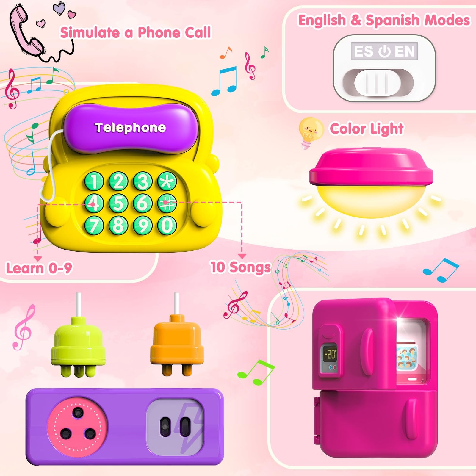 Baby Busy Board for 1-2 Year Old Boy Girl Gift,Musical Toddler Medium, Pink