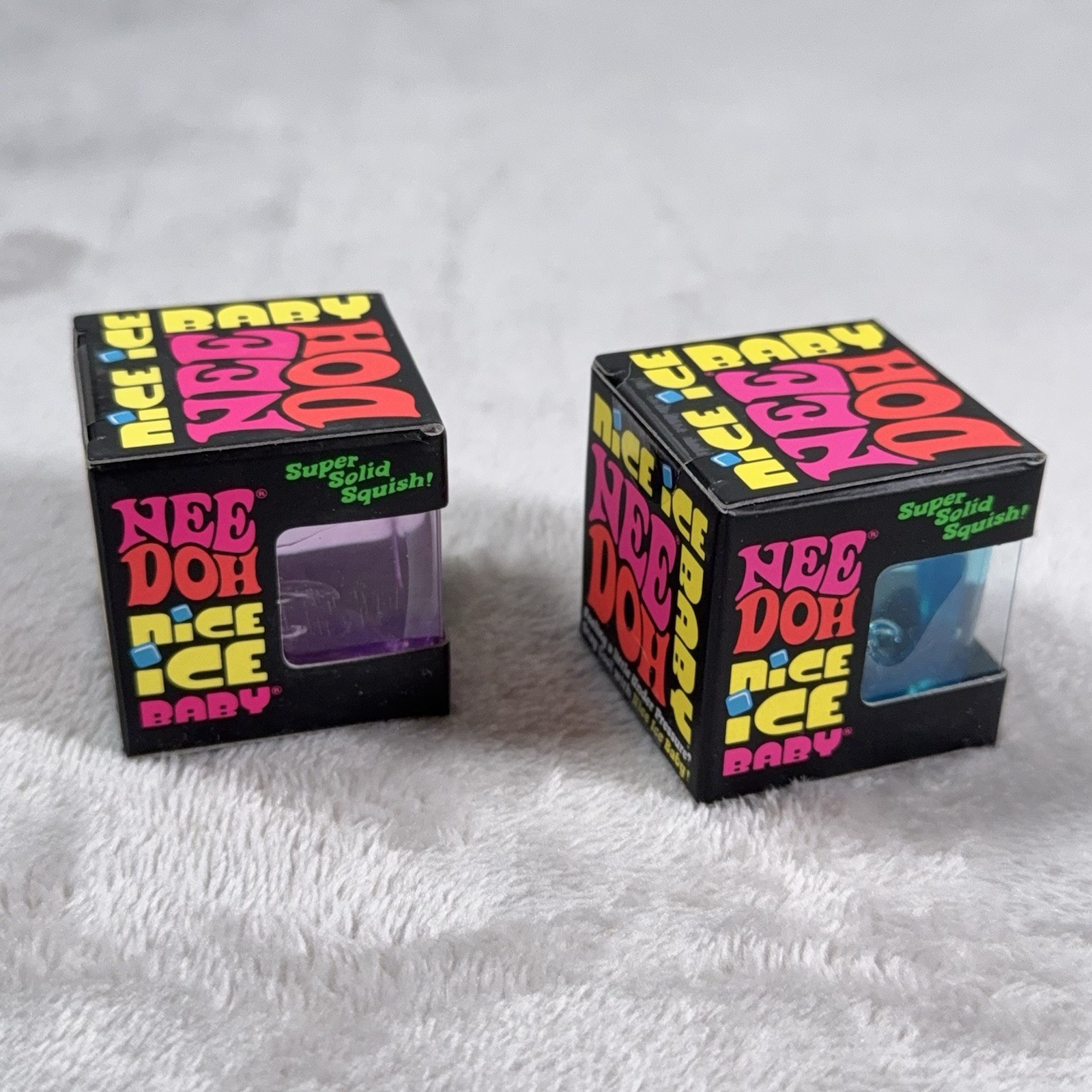 NeeDoh Nice Ice Baby 1”size – 2 Pack Sensory Toy NEW Purple & Blue NIB