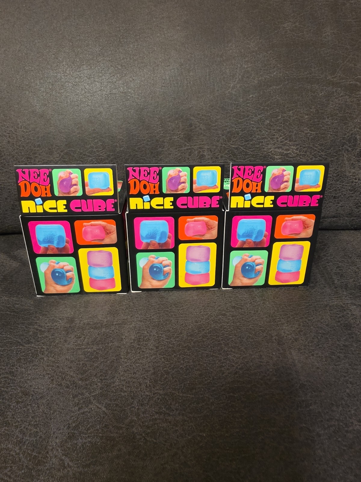New NeeDoh Nice Cube 2.25″ Super Solid Squish 3-Pack Blue Pink & Purple Free S&H